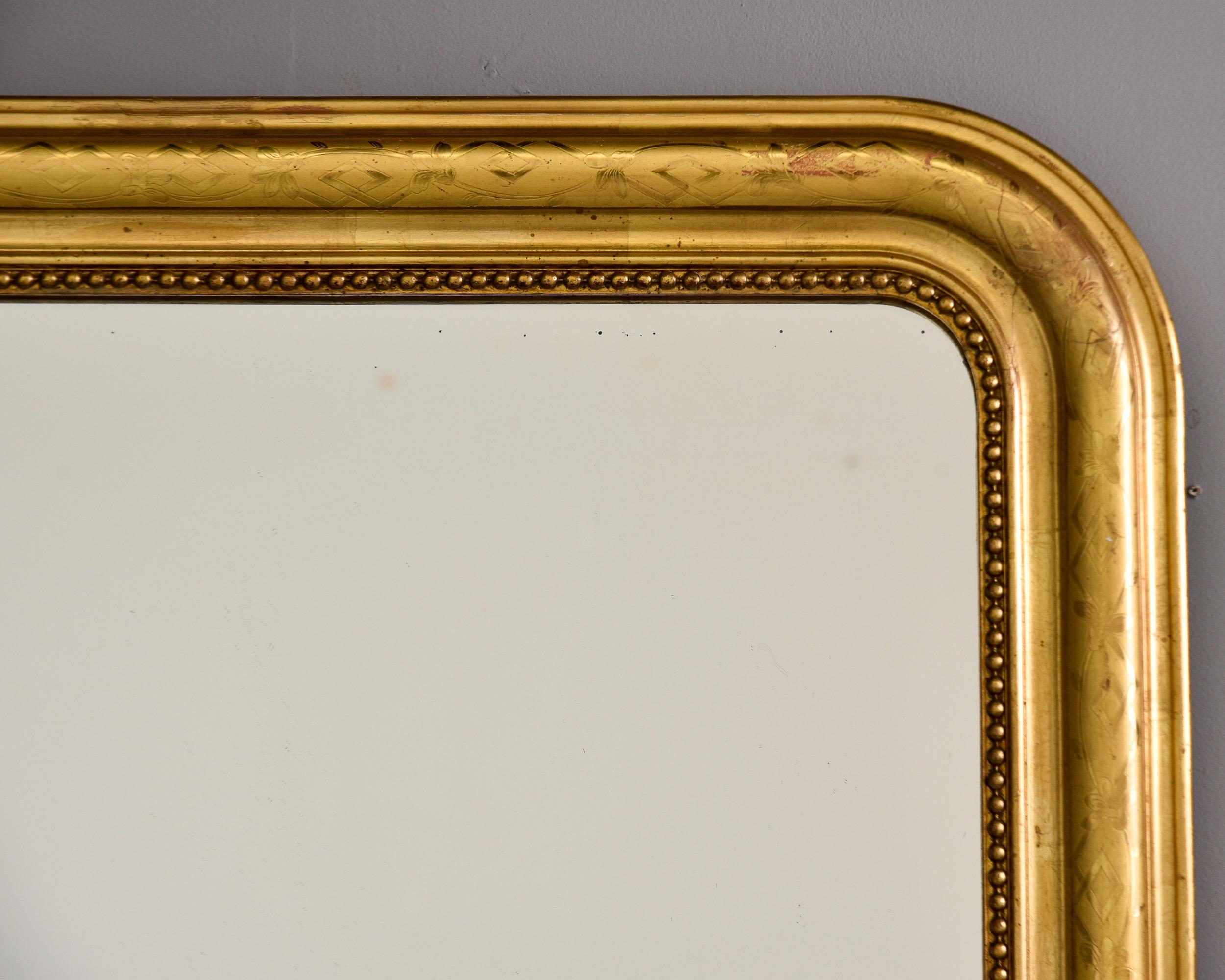 Large 19th C Louis Philippe Giltwood Framed Mirror  For Sale 1