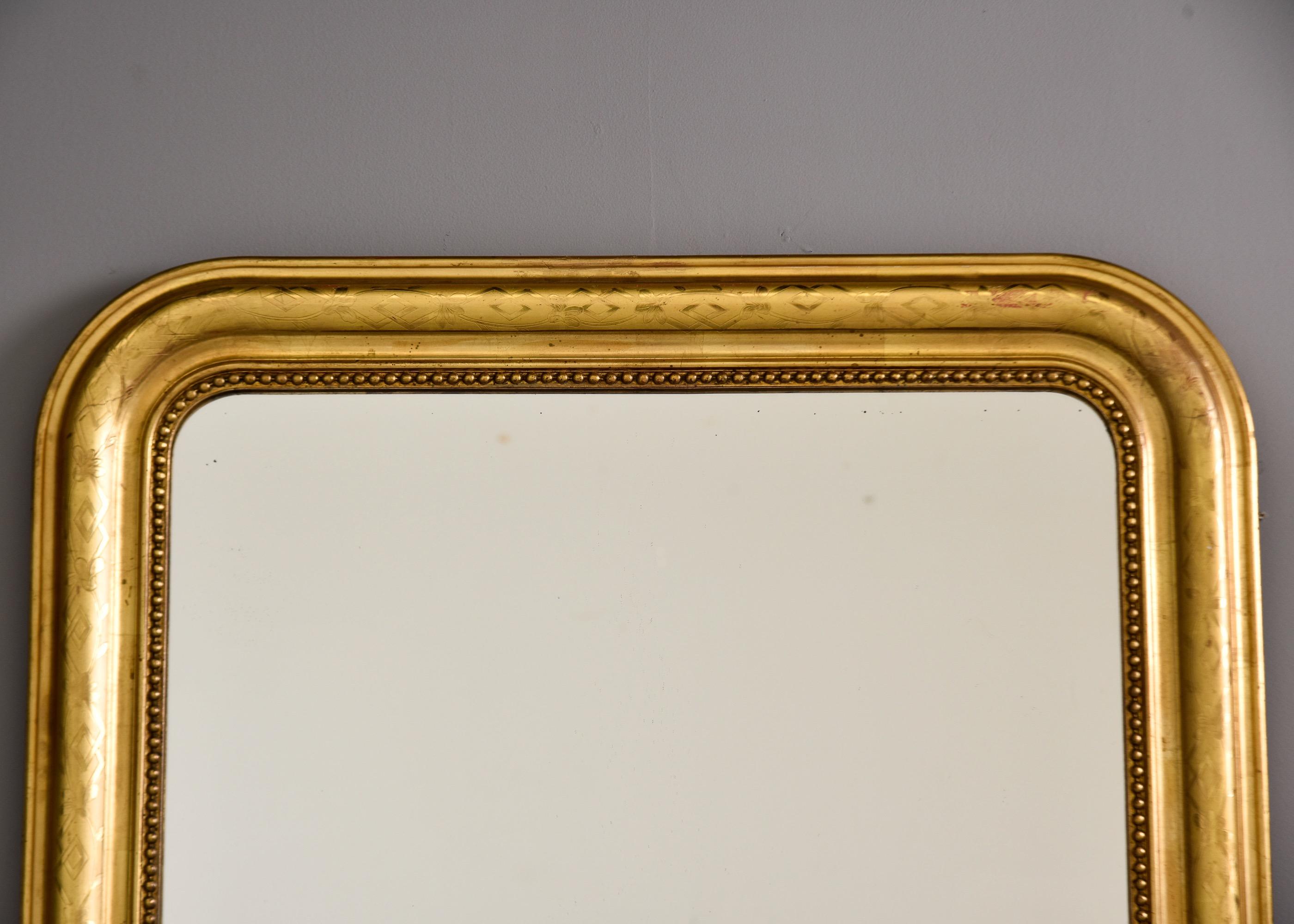 Large 19th C Louis Philippe Giltwood Framed Mirror  For Sale 4
