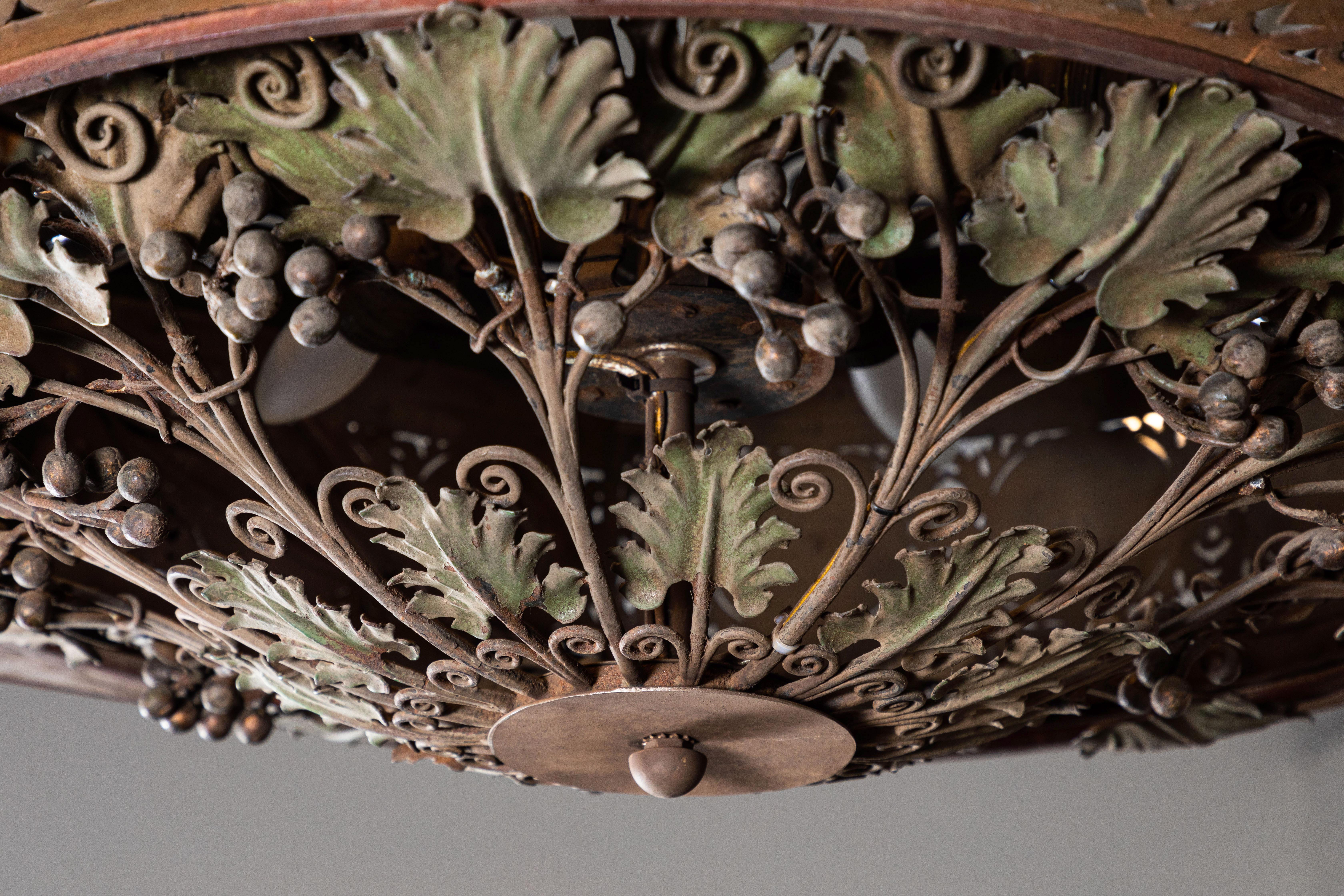 Large, 19th Century Patinated Iron Chandelier 2