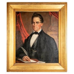 Large 19th Century Portrait of a Gentleman in a Carved and Gilt Frame