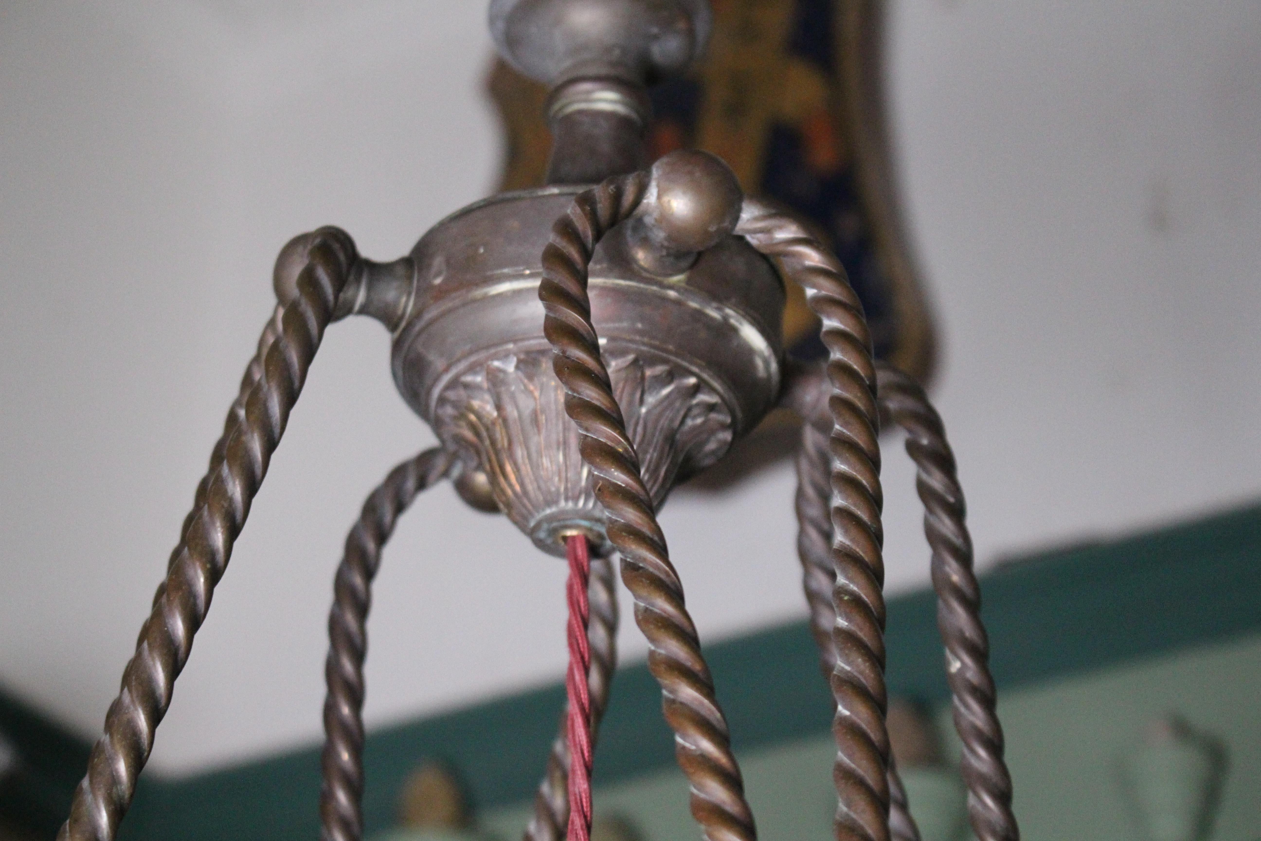 Grande lampadario a sospensione inglese in bronzo e vetro del 19° secolo Regency Revival in vendita 6