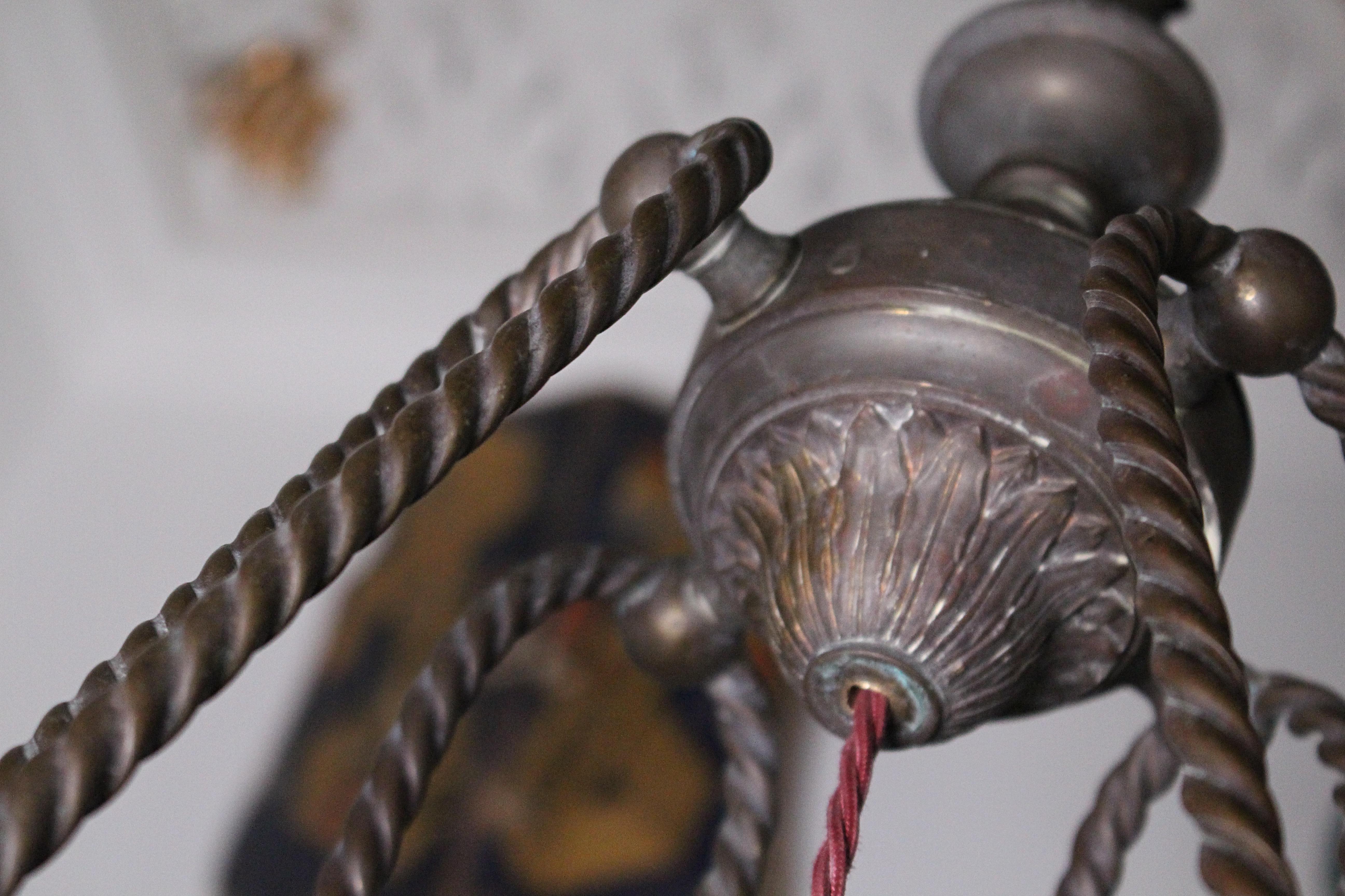 Grande lampadario a sospensione inglese in bronzo e vetro del 19° secolo Regency Revival in vendita 10