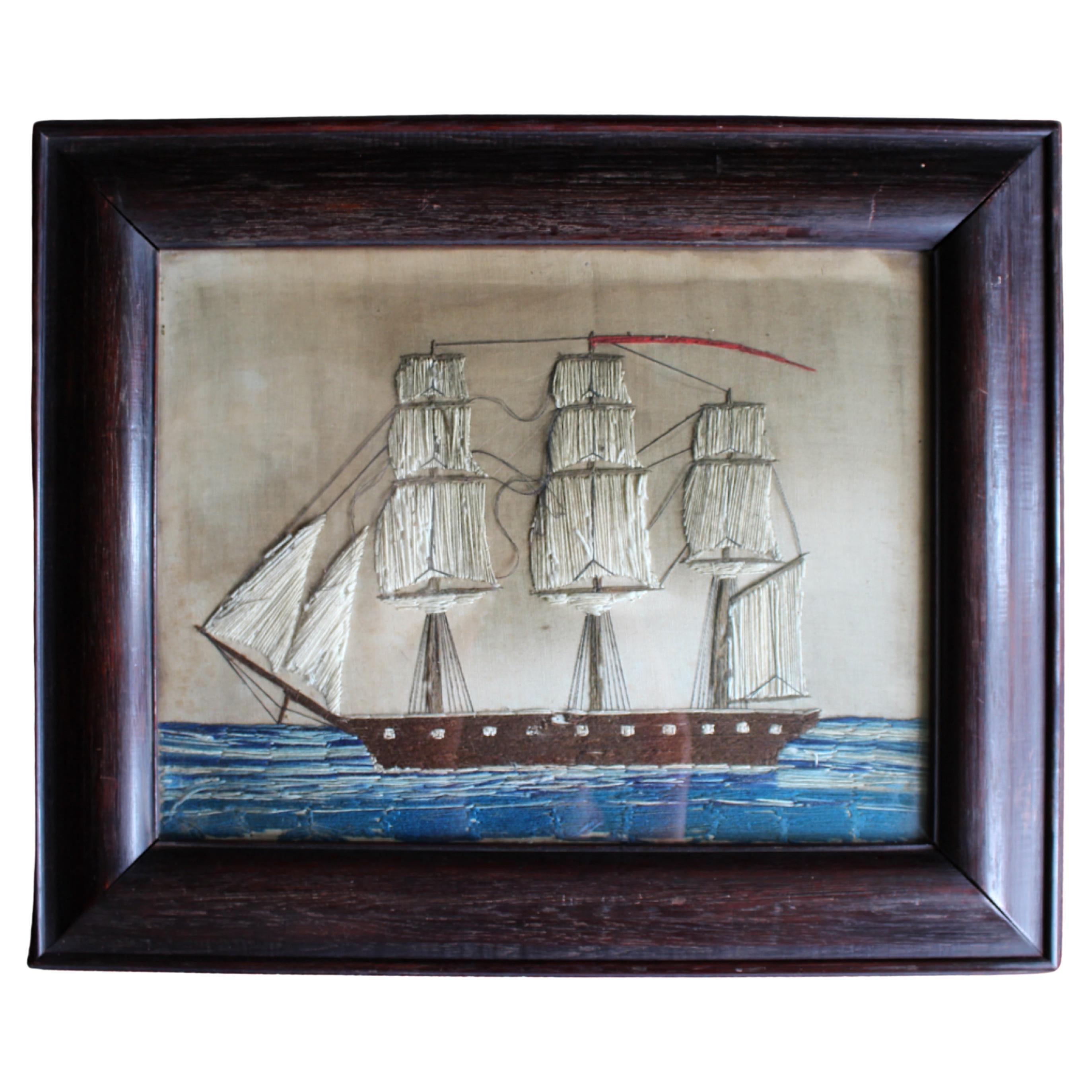 Large A.I.C. "Woolie", travail de laine de marins, navire à voile à trois mâts, maritime et naval. en vente