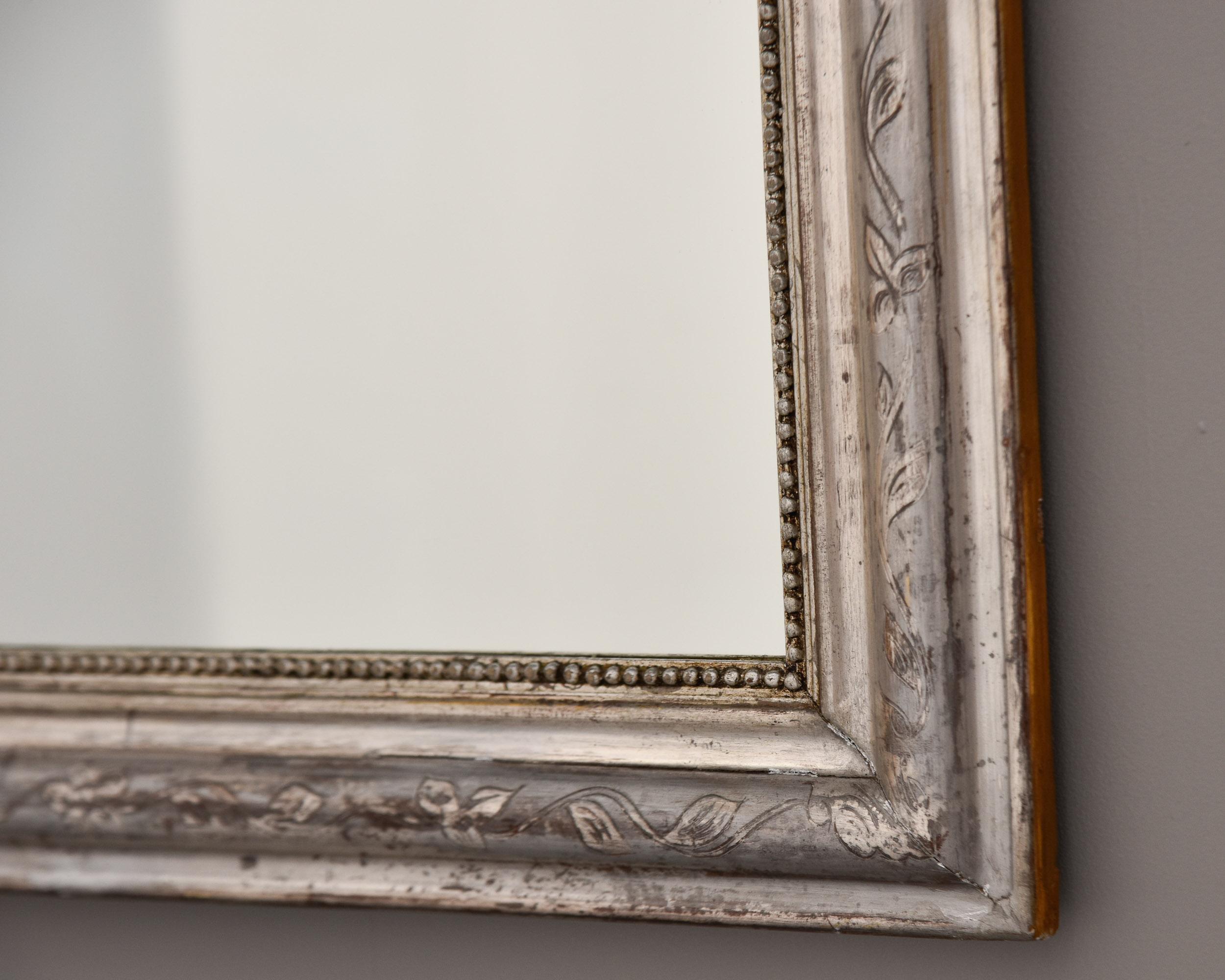 Grand miroir Louis Philippe en argent et en vermeil du 19ème C. 4