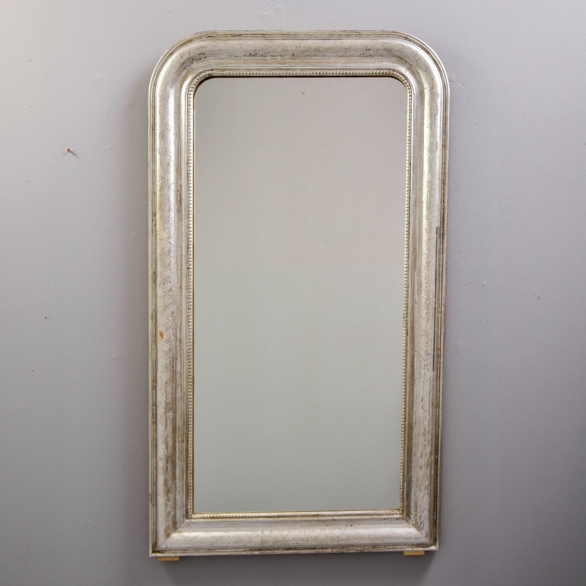 French Large 19th C Silver Gilt Louis Philippe Mirror