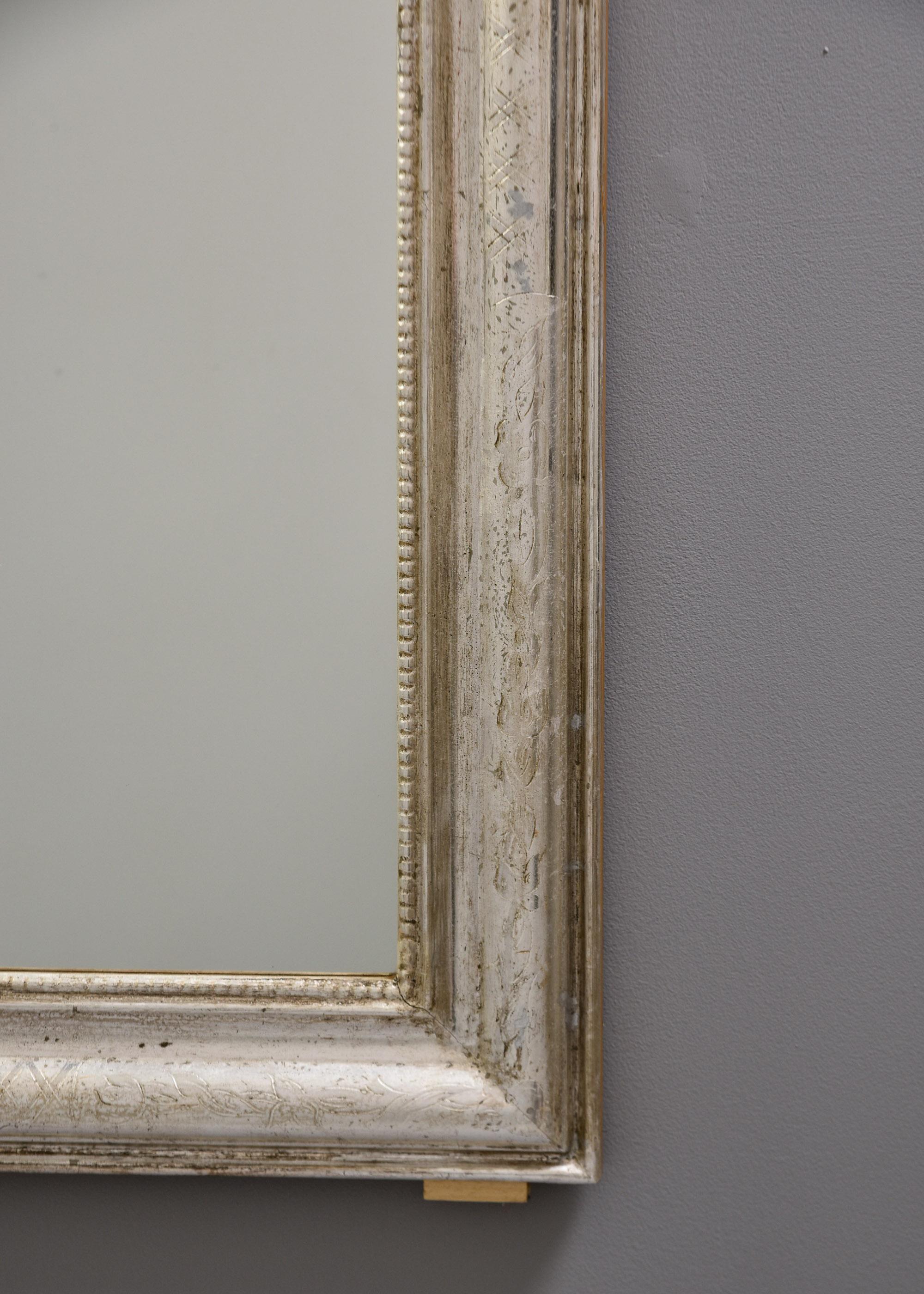 Large 19th C Silver Gilt Louis Philippe Mirror In Good Condition In Troy, MI