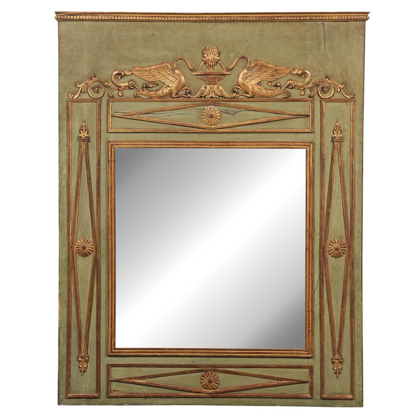 Large 19th c. Trumeau Mirror with Swan Motif
