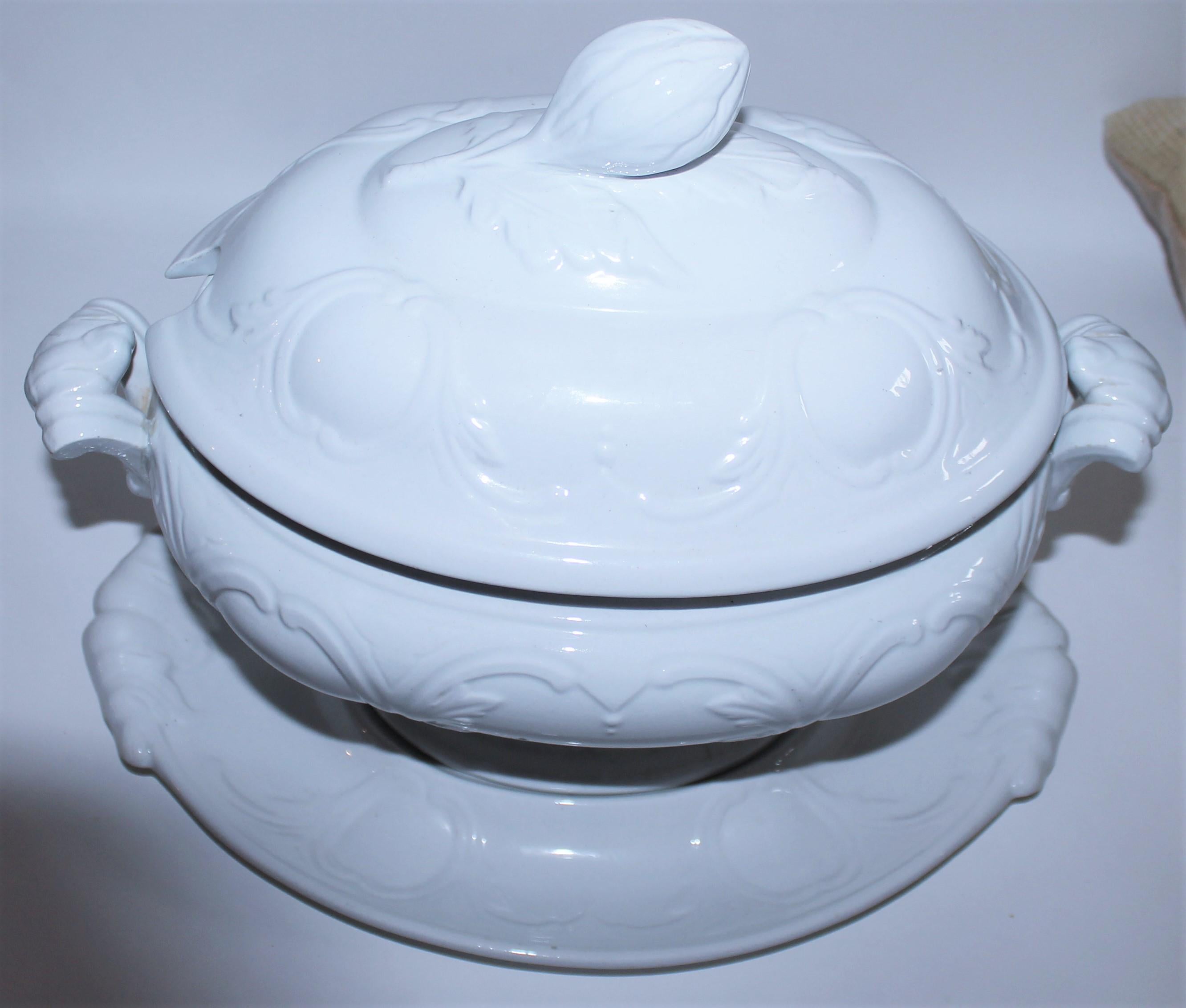 North American Large 19th C Tureen w/ Lid and Tray For Sale