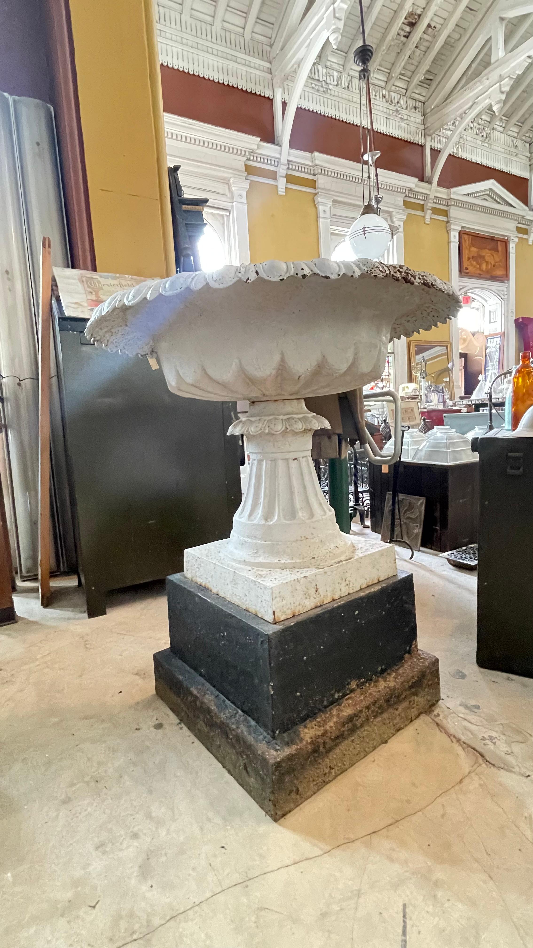 19th Century Large 19th c. Victorian Cast Iron Urn on Pedestal For Sale