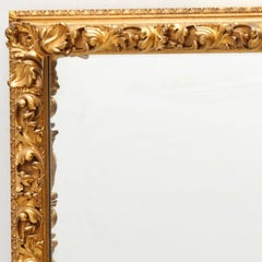 Large 19th C. Victorian Gilt Gesso Acanthus Scroll Wall Mirror