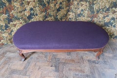 Large 19th c walnut footstool