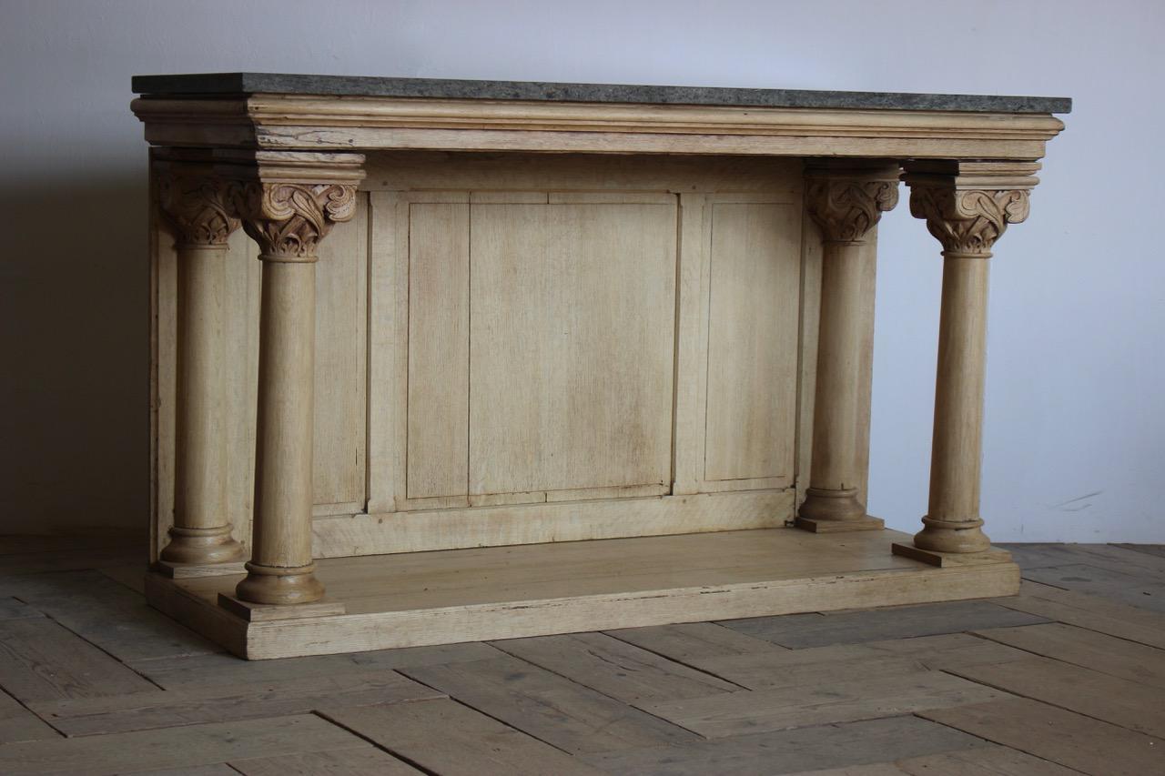 Large 19th Century Bleached Oak Console Table 7
