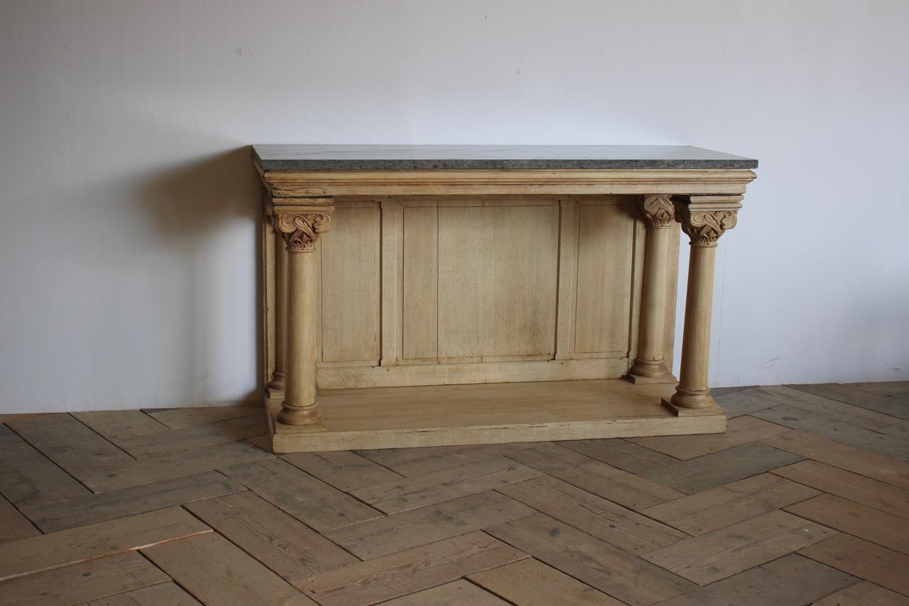 English Large 19th Century Bleached Oak Console Table