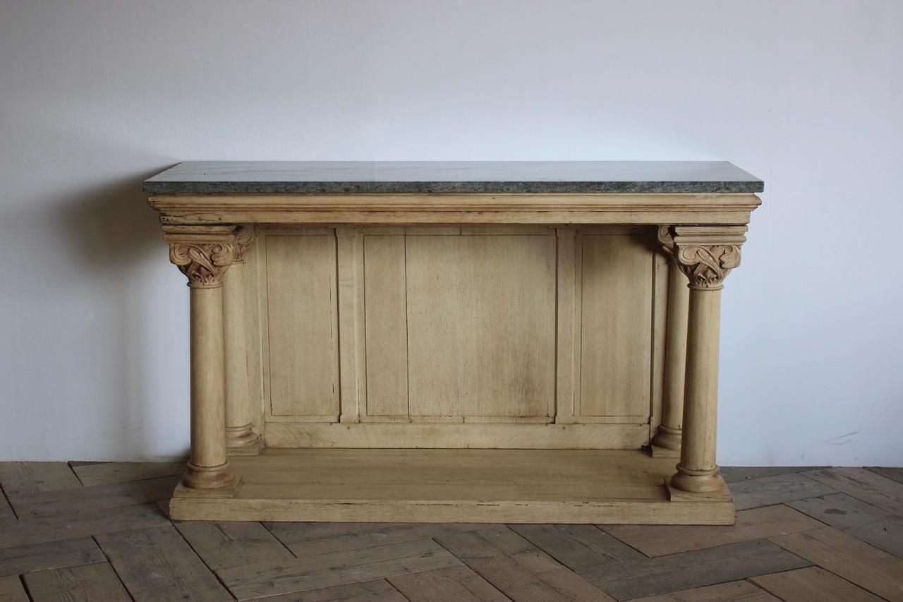 Large 19th Century Bleached Oak Console Table 1