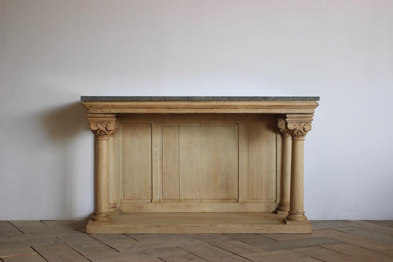 Large 19th Century Bleached Oak Console Table 5