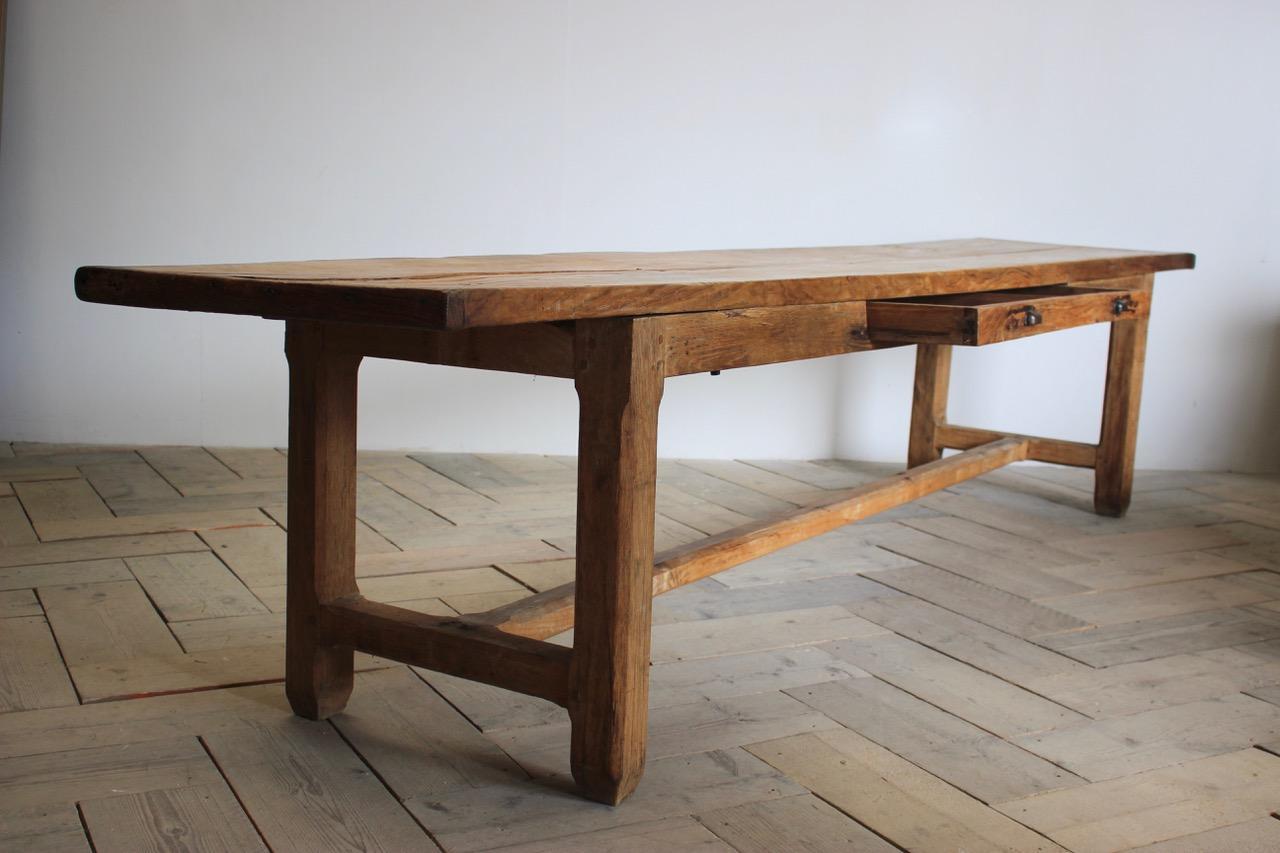  Large 19th Century Italian Bakers Table in Elm and Oak 1