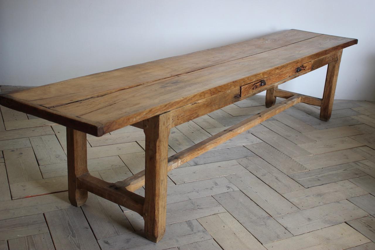  Large 19th Century Italian Bakers Table in Elm and Oak 4