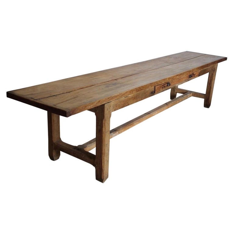 Large 19th Century Italian Bakers Table in Elm and Oak at 1stDibs
