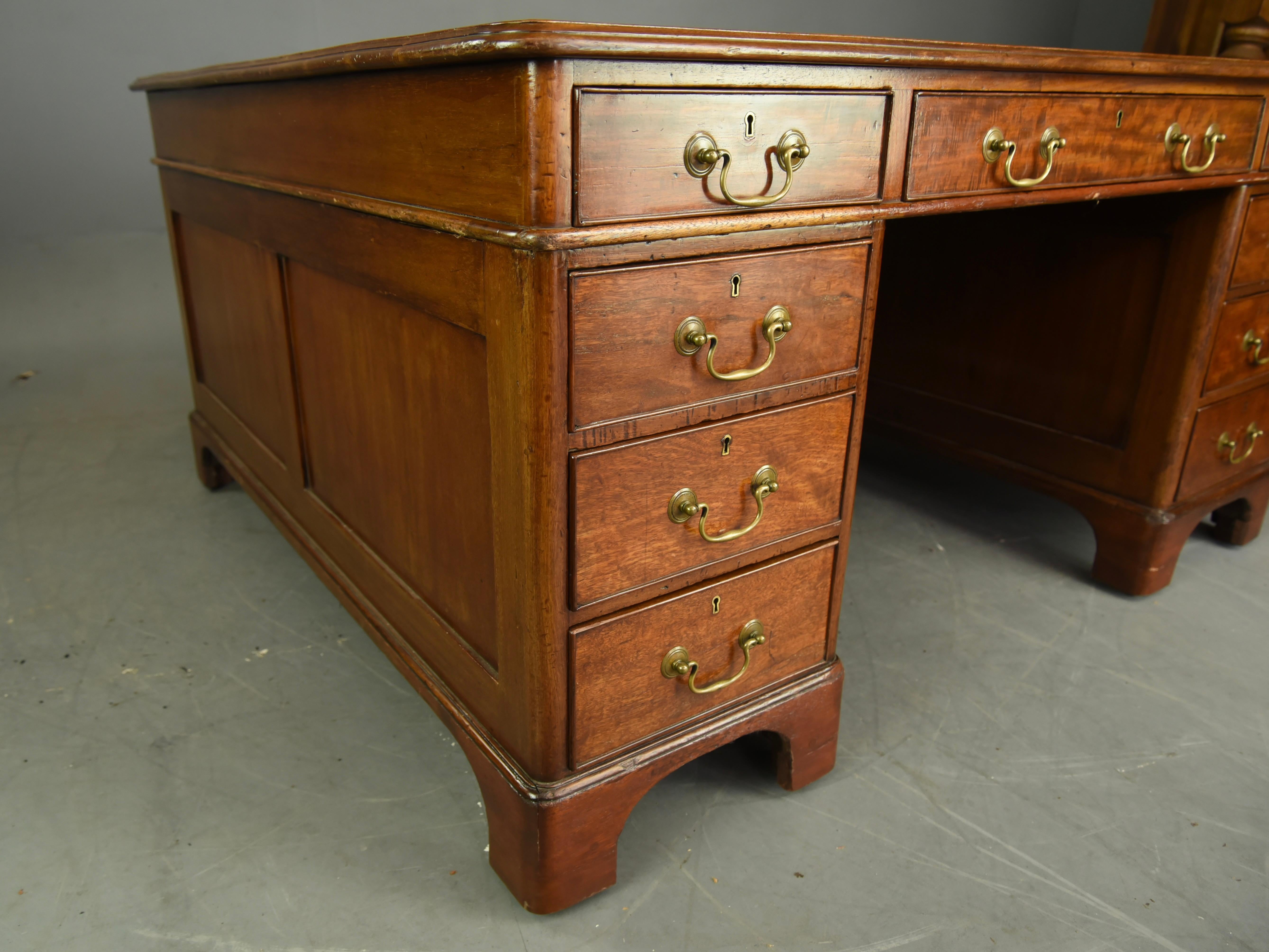 English Large 19th century 18 drawer double sided mahogany partners desk 