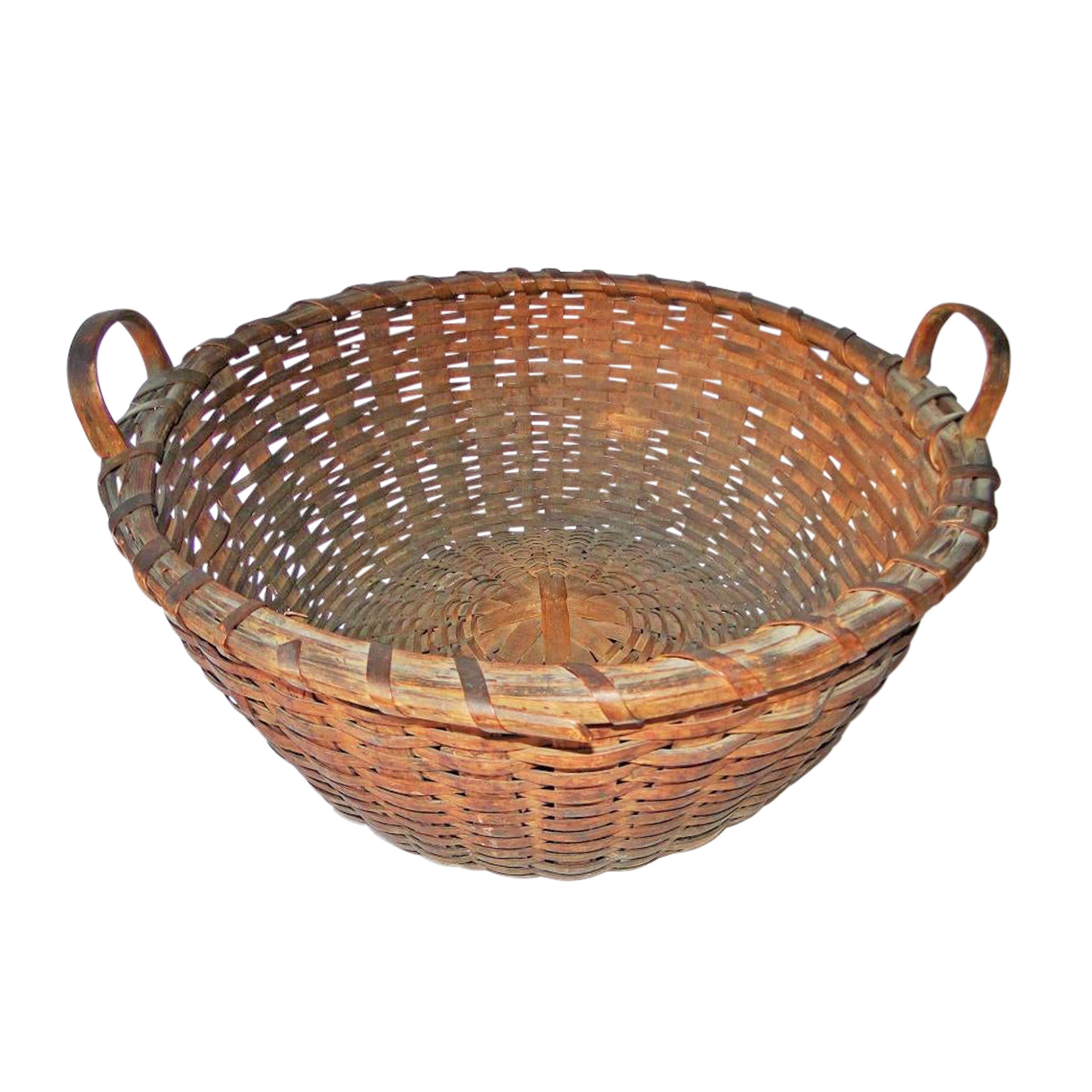 Hand-Woven Large 19th Century American Cat Head Basket