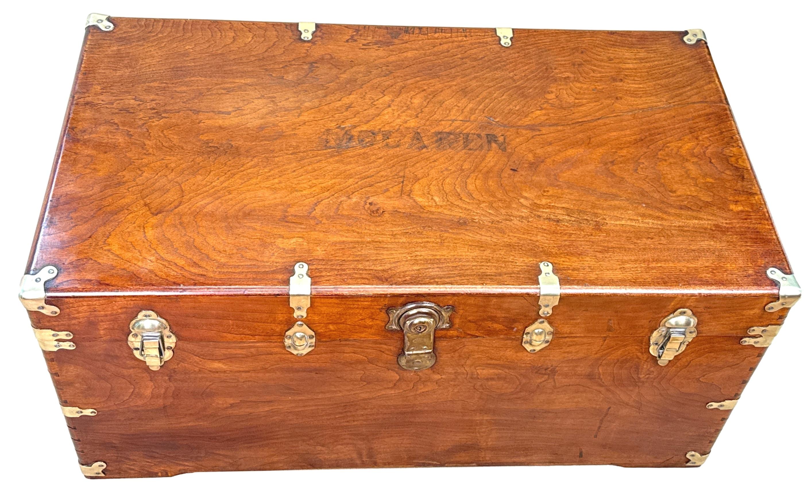 Large 19th Century American Military Camphor Campaign Trunk For Sale 5