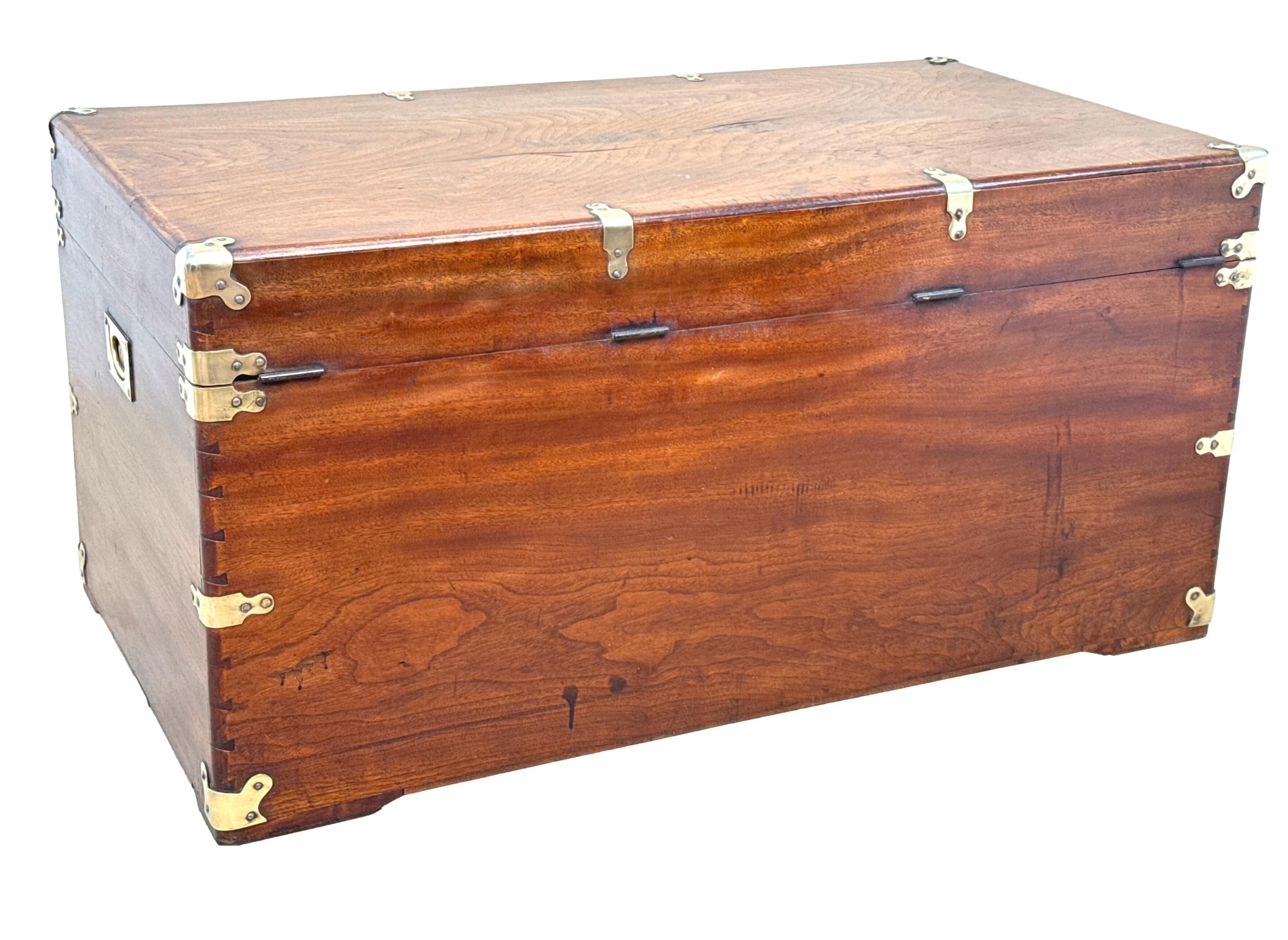 Large 19th Century American Military Camphor Campaign Trunk For Sale 7