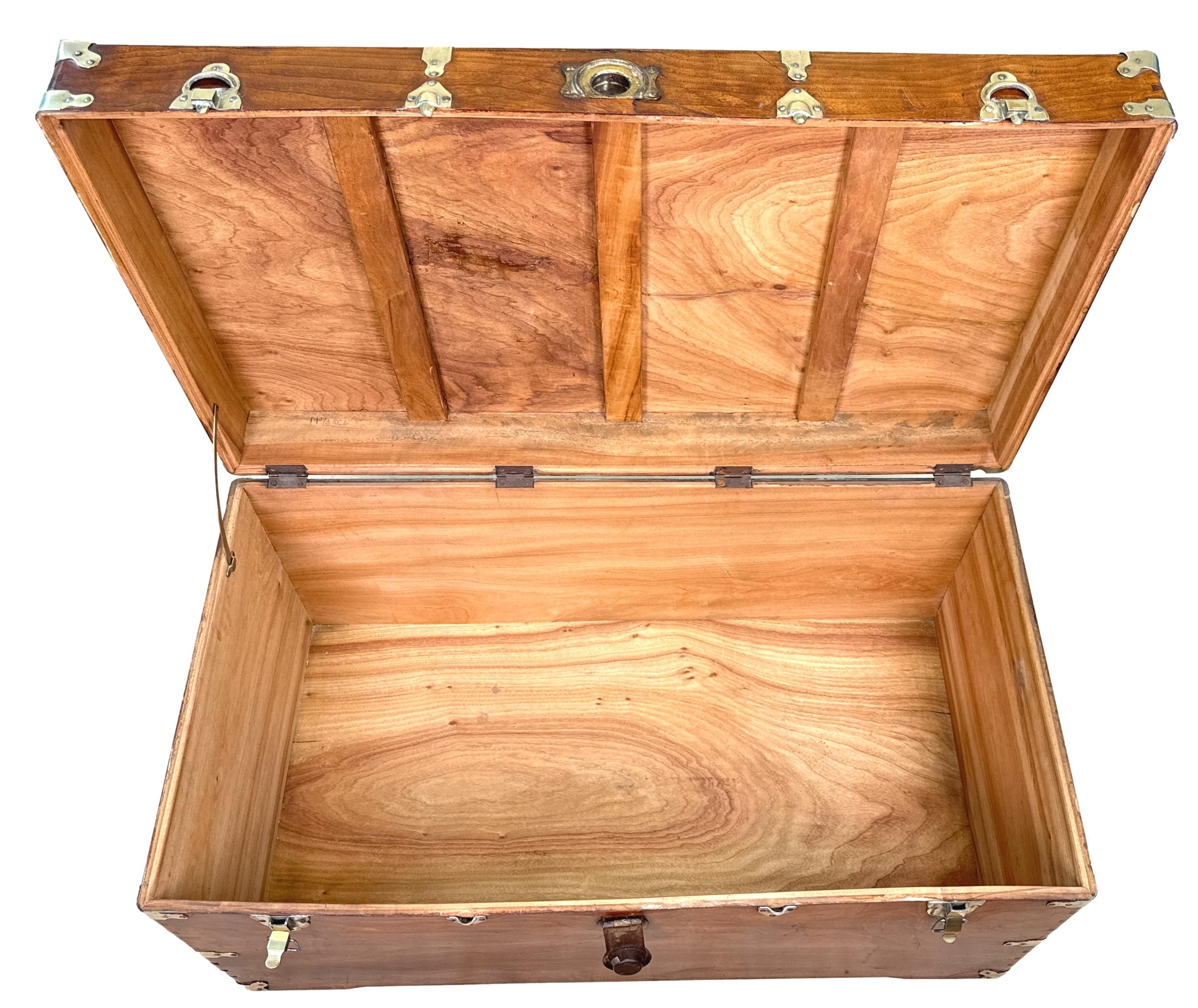 Large 19th Century American Military Camphor Campaign Trunk For Sale 8