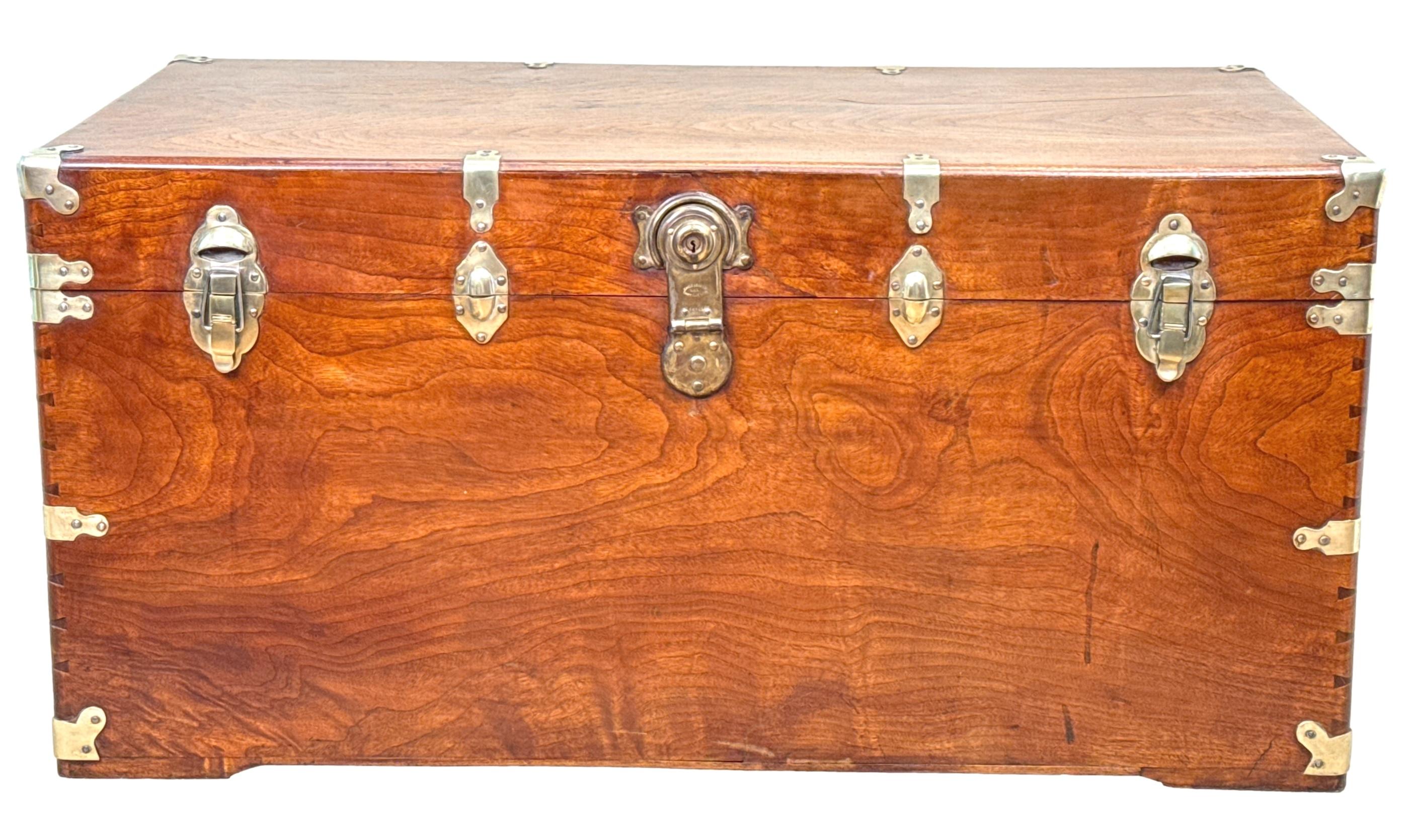 Large 19th Century American Military Camphor Campaign Trunk For Sale 9