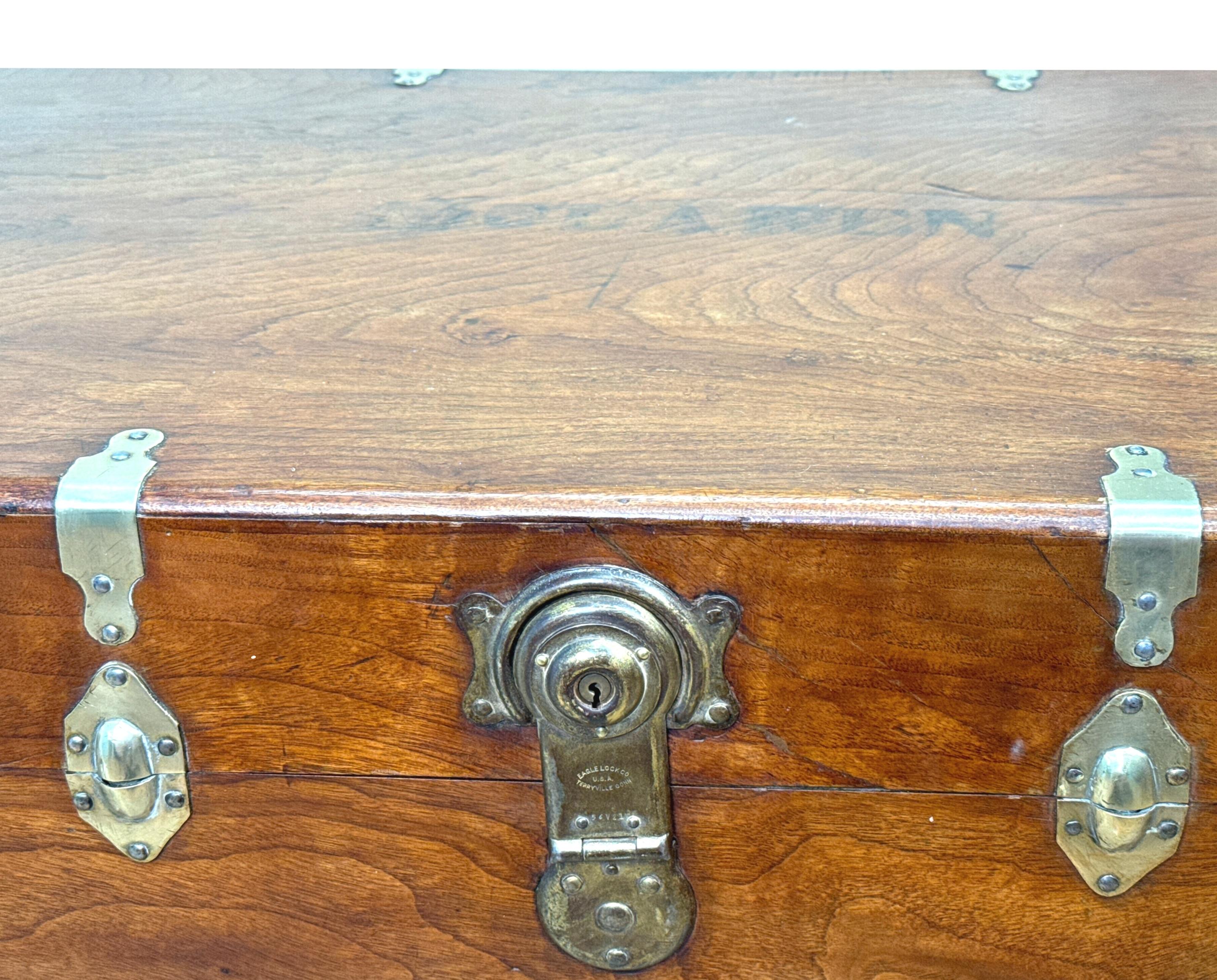 Large 19th Century American Military Camphor Campaign Trunk For Sale 3