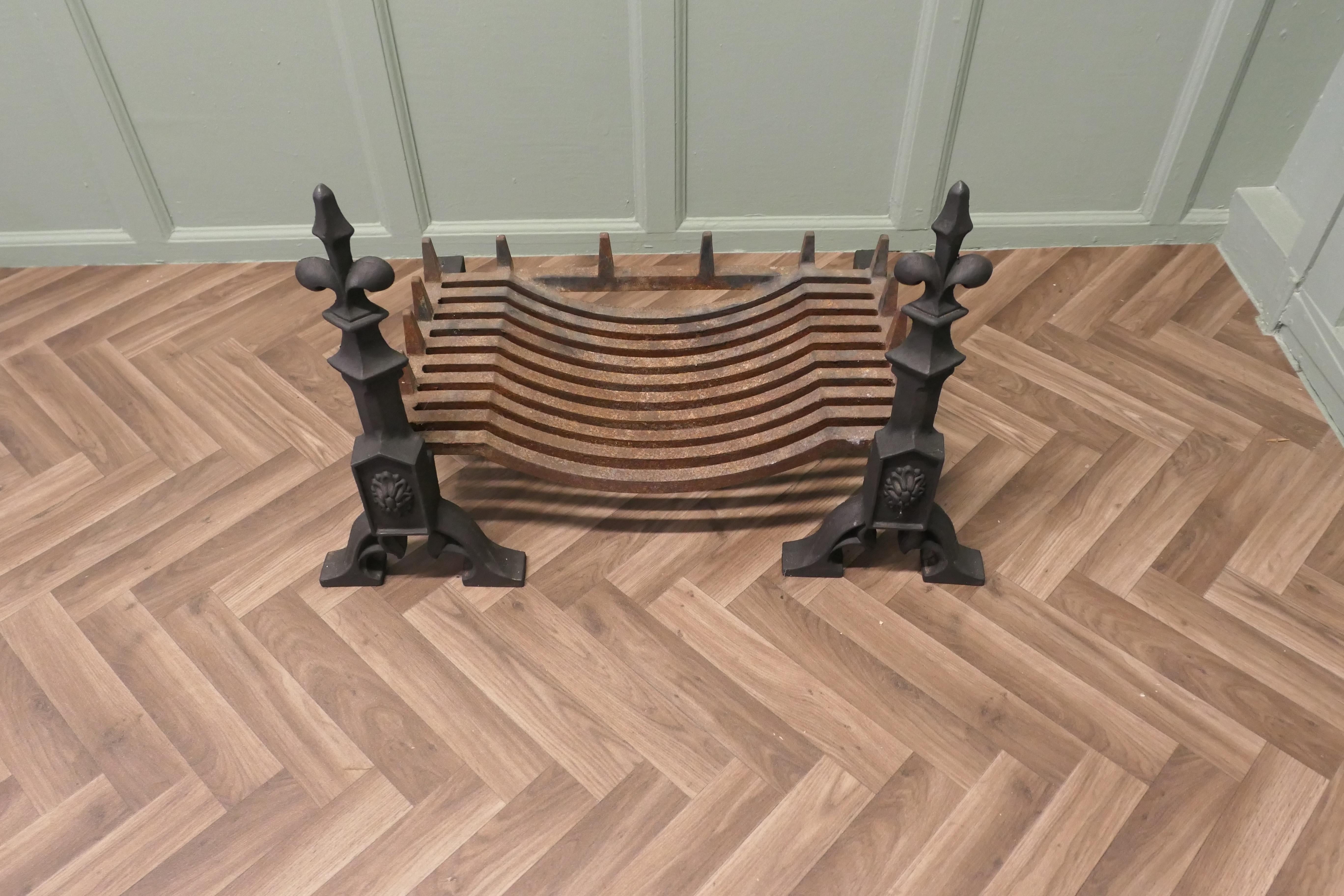 Large 19th Century Andirons with Grate

These are heavy hand Forged Iron Andirons, they come with a curved log grate, the grate sits on the andirons and has a good airflow
The Andirons and Grate are 33” long, 23” high and 19” deep
TWE178
