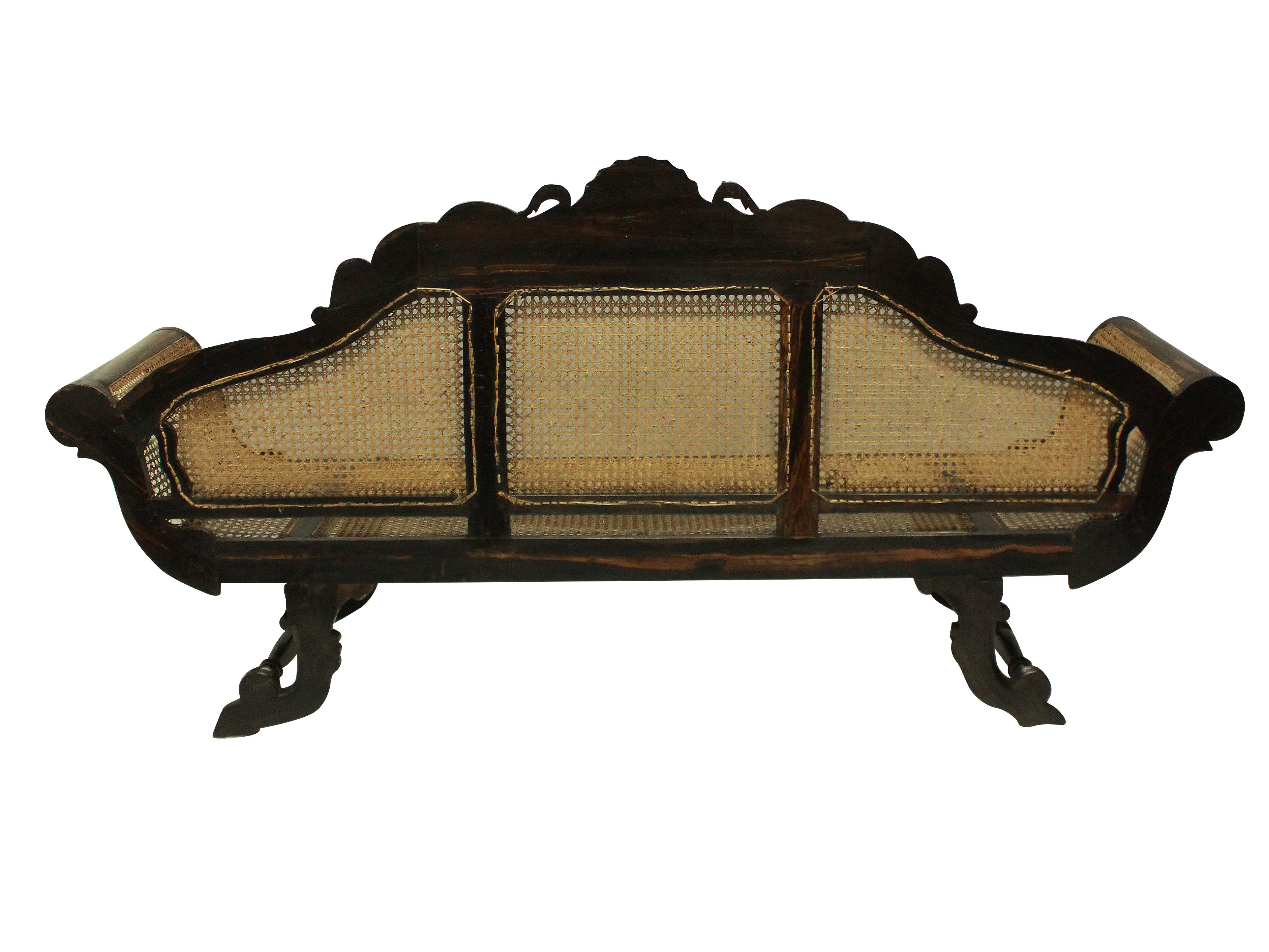 Large 19th Century Anglo-Ceylonese Settee in Solid Ebony 3