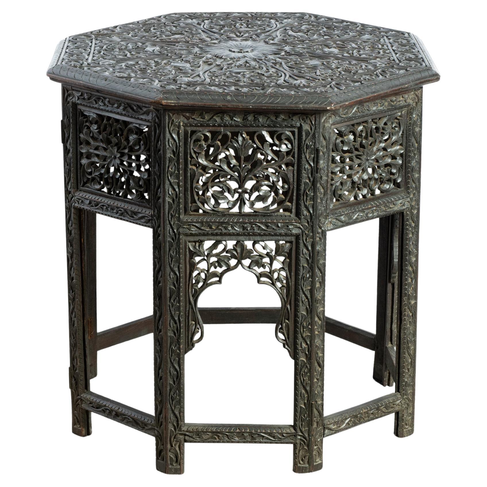 Large 19th Century Anglo Indian Carved Table