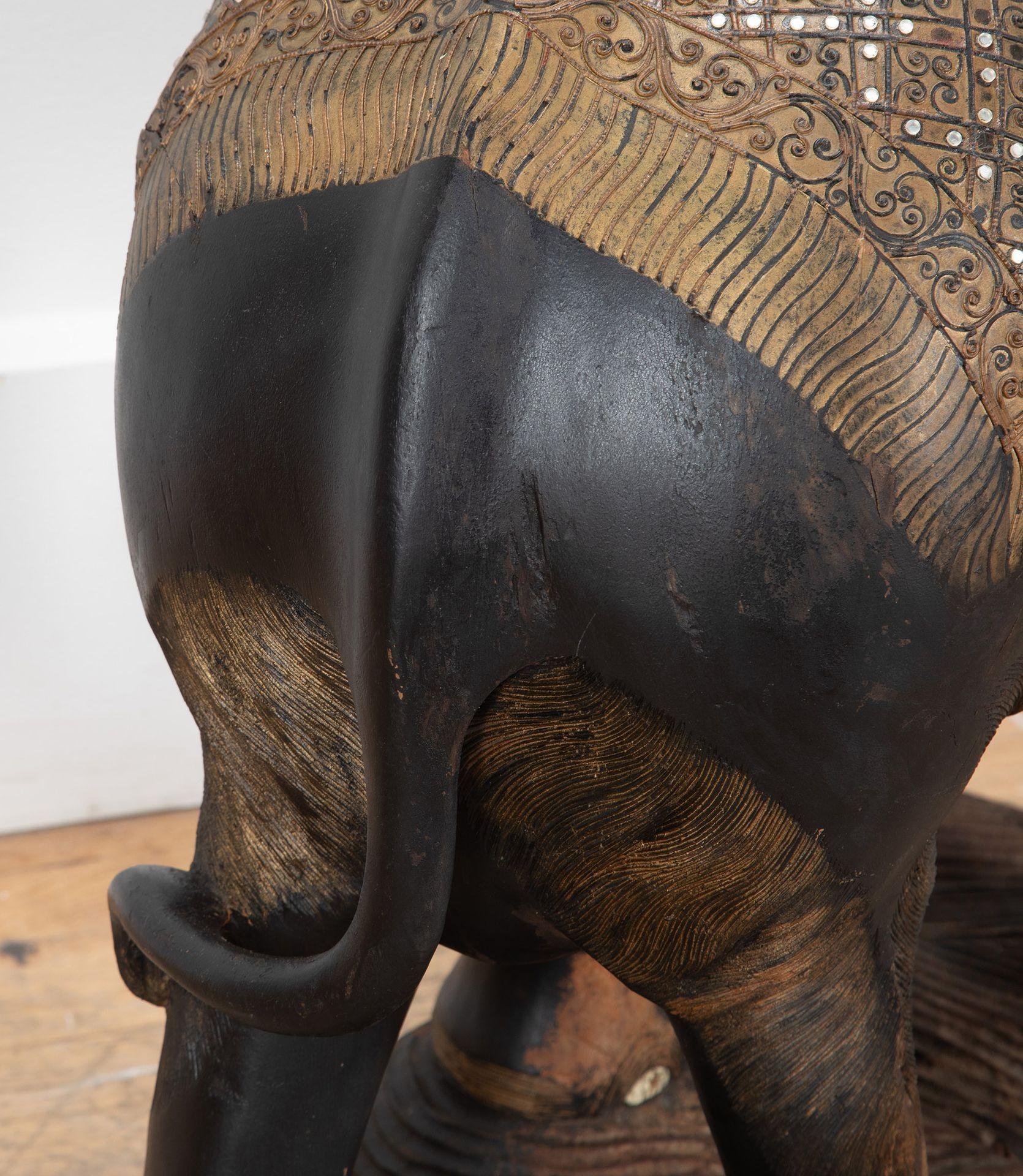 Large 19th Century Anglo-Indian Carved Wood Elephant For Sale 7
