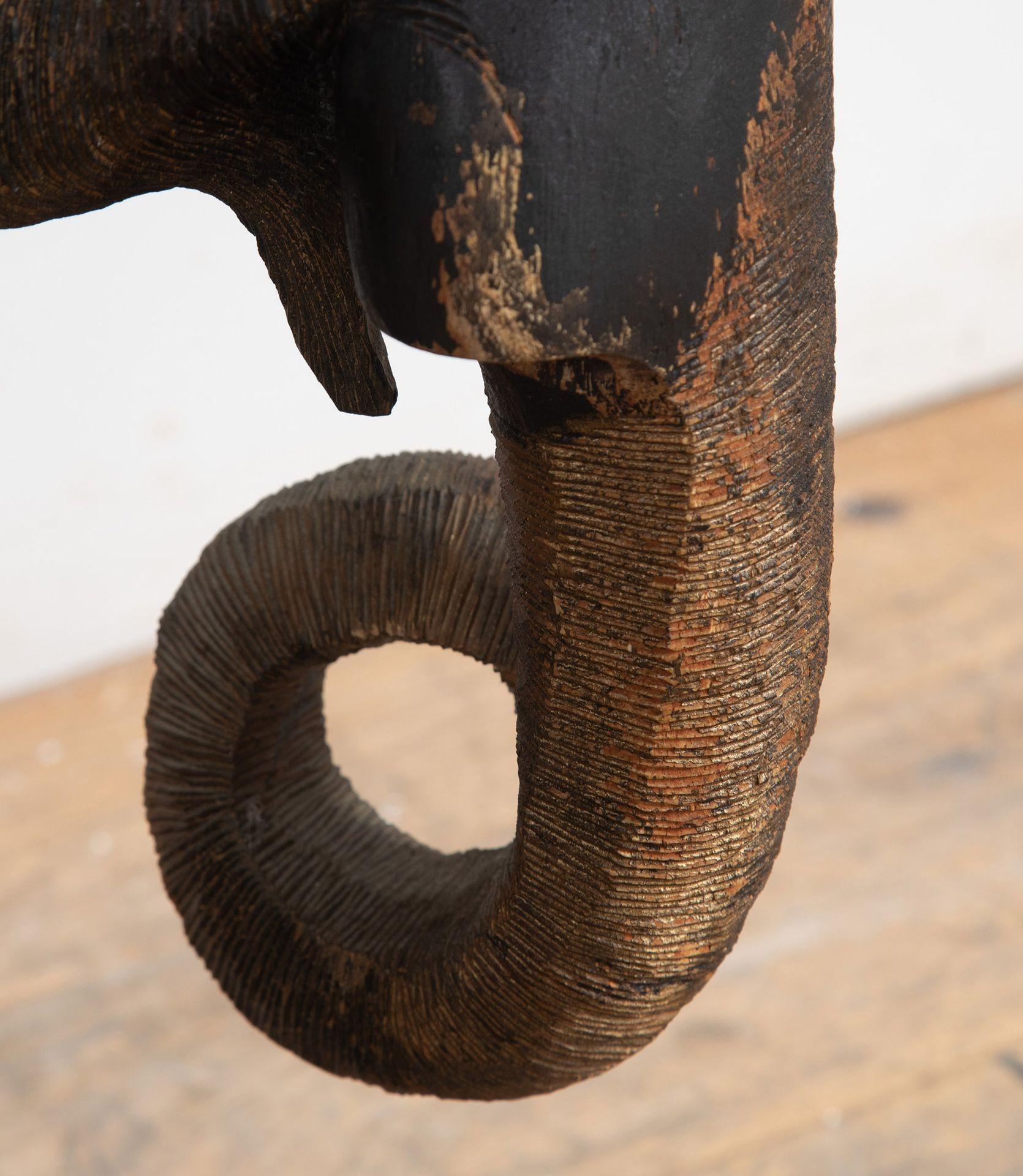 Large 19th Century Anglo-Indian Carved Wood Elephant For Sale 8