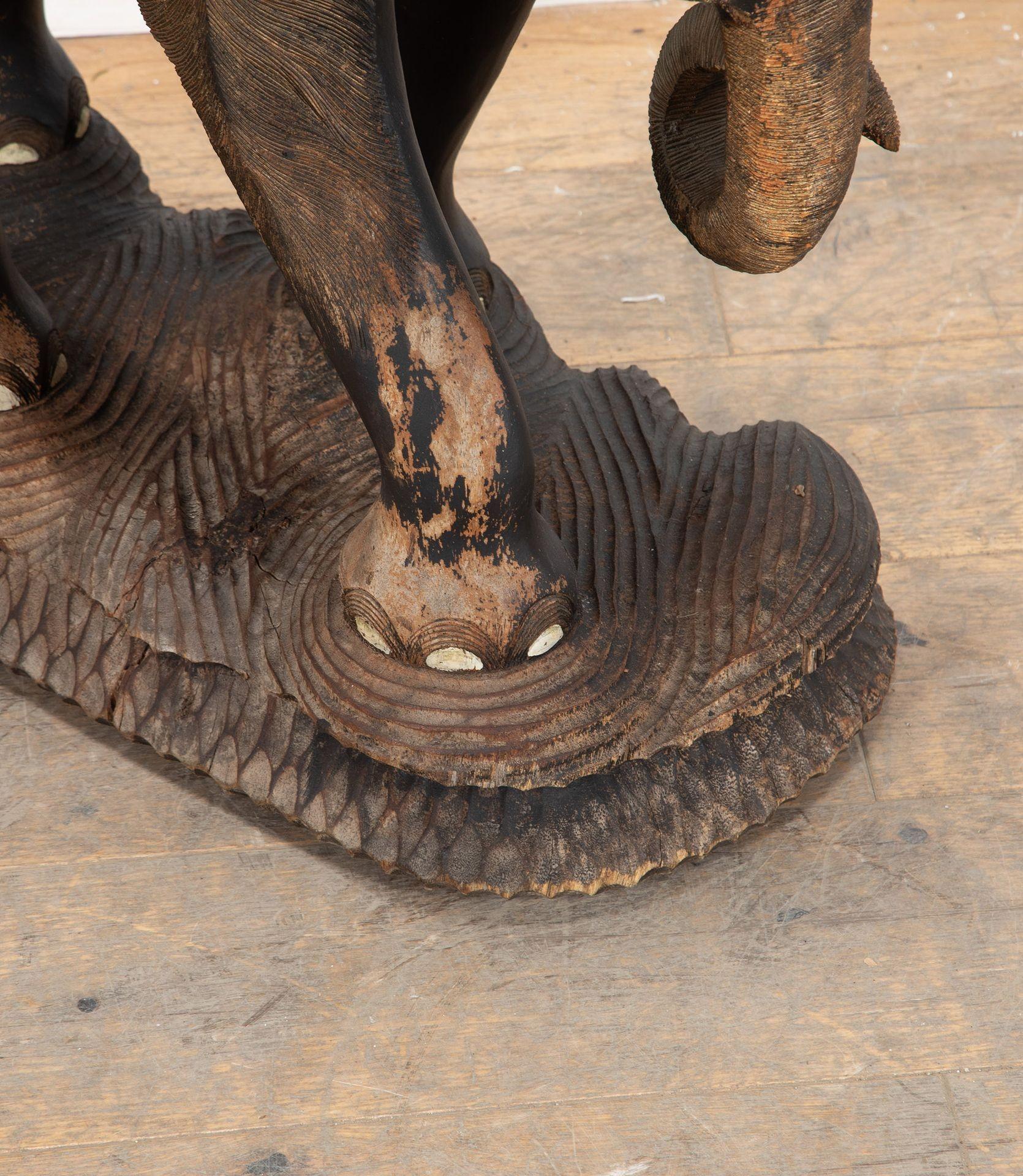Large 19th Century Anglo-Indian Carved Wood Elephant For Sale 12