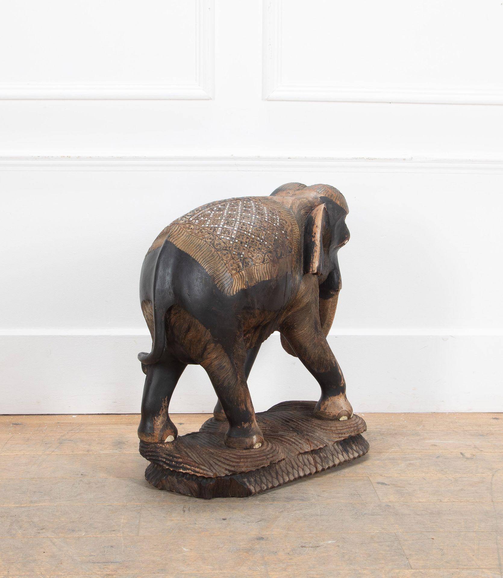 Large 19th Century Anglo-Indian Carved Wood Elephant For Sale 1