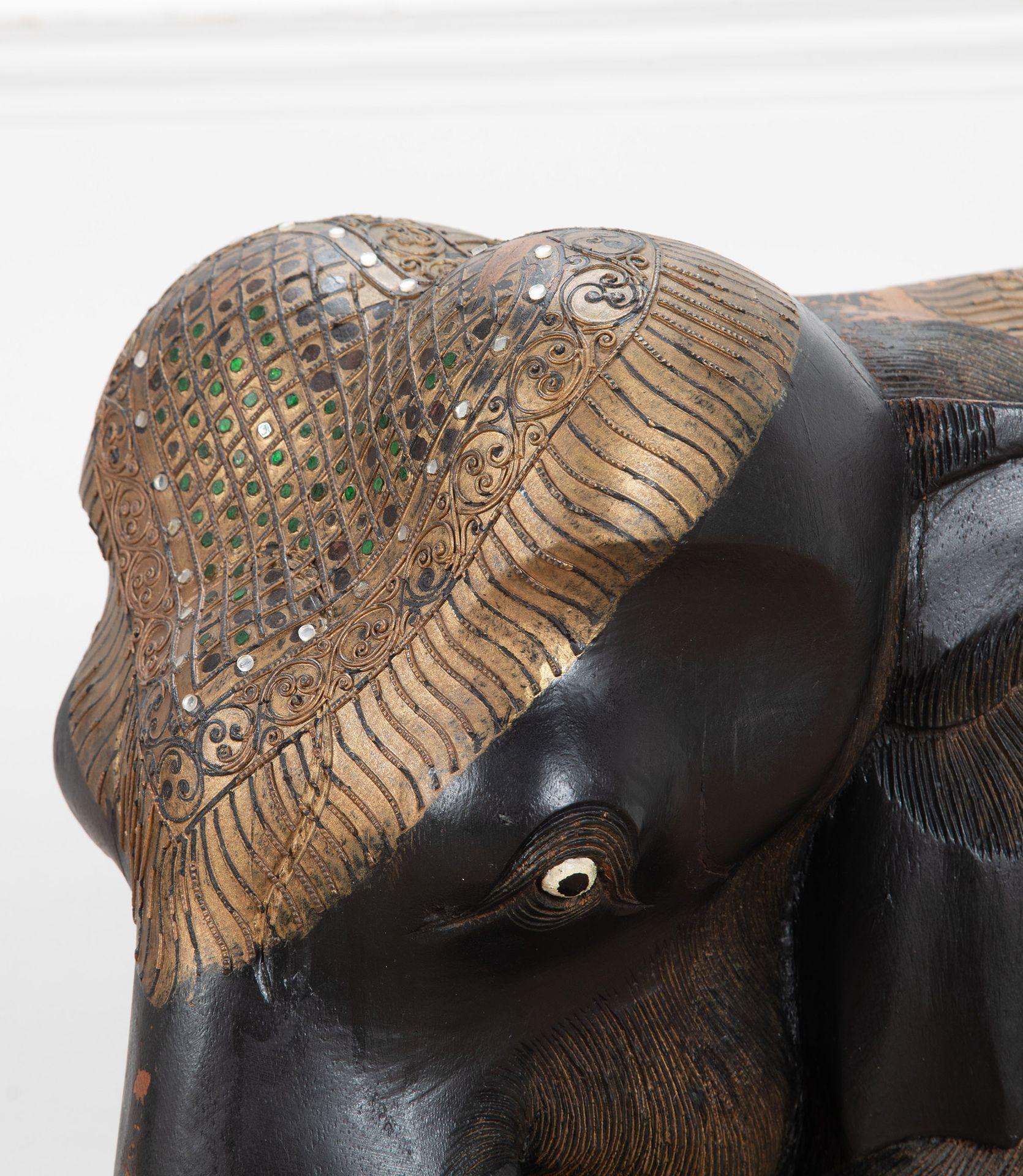 Large 19th Century Anglo-Indian Carved Wood Elephant For Sale 2