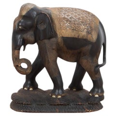 Large 19th Century Anglo-Indian Carved Wood Elephant