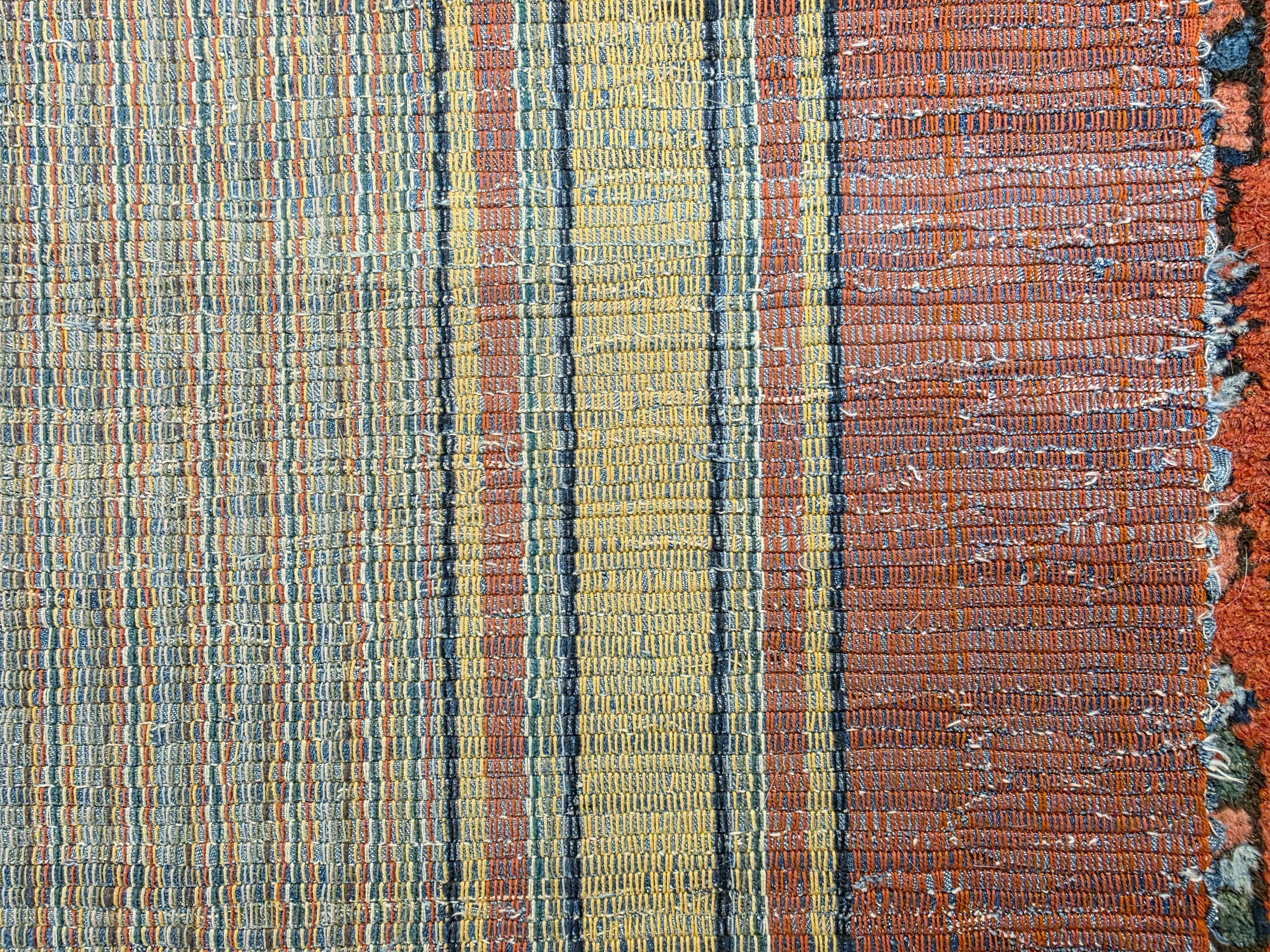 Gran alfombra de trapo americana antigua del siglo XIX Runner en venta 3