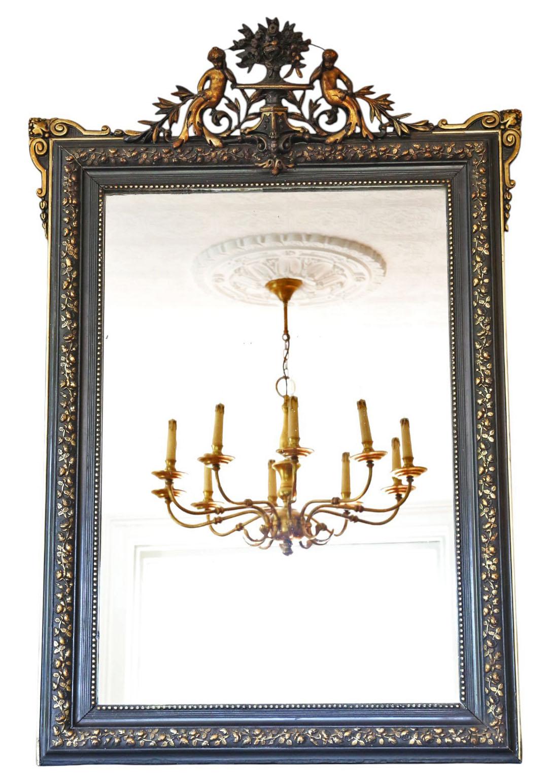 Grande specchio da parete antico del 19° secolo, ebanizzato e dorato - cornice vintage nera e dorata

Aggiungi una raffinatezza senza tempo alla tua casa con questo grande specchio d'epoca del XIX secolo, caratterizzato da una raffinata cornice in