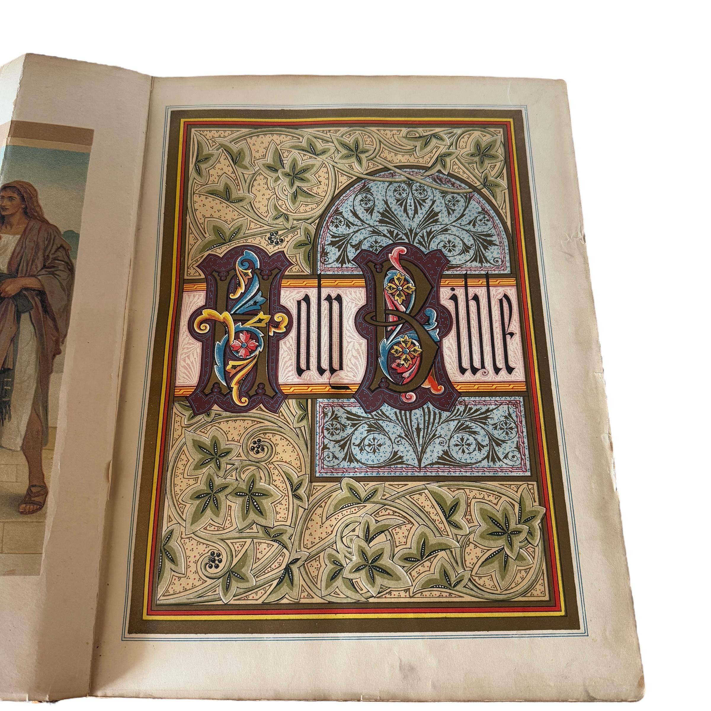 Large 19th Century Antique Family Bible 2