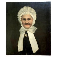 Grand portrait de dame à l'huile original français antique du 19e siècle sur toile  