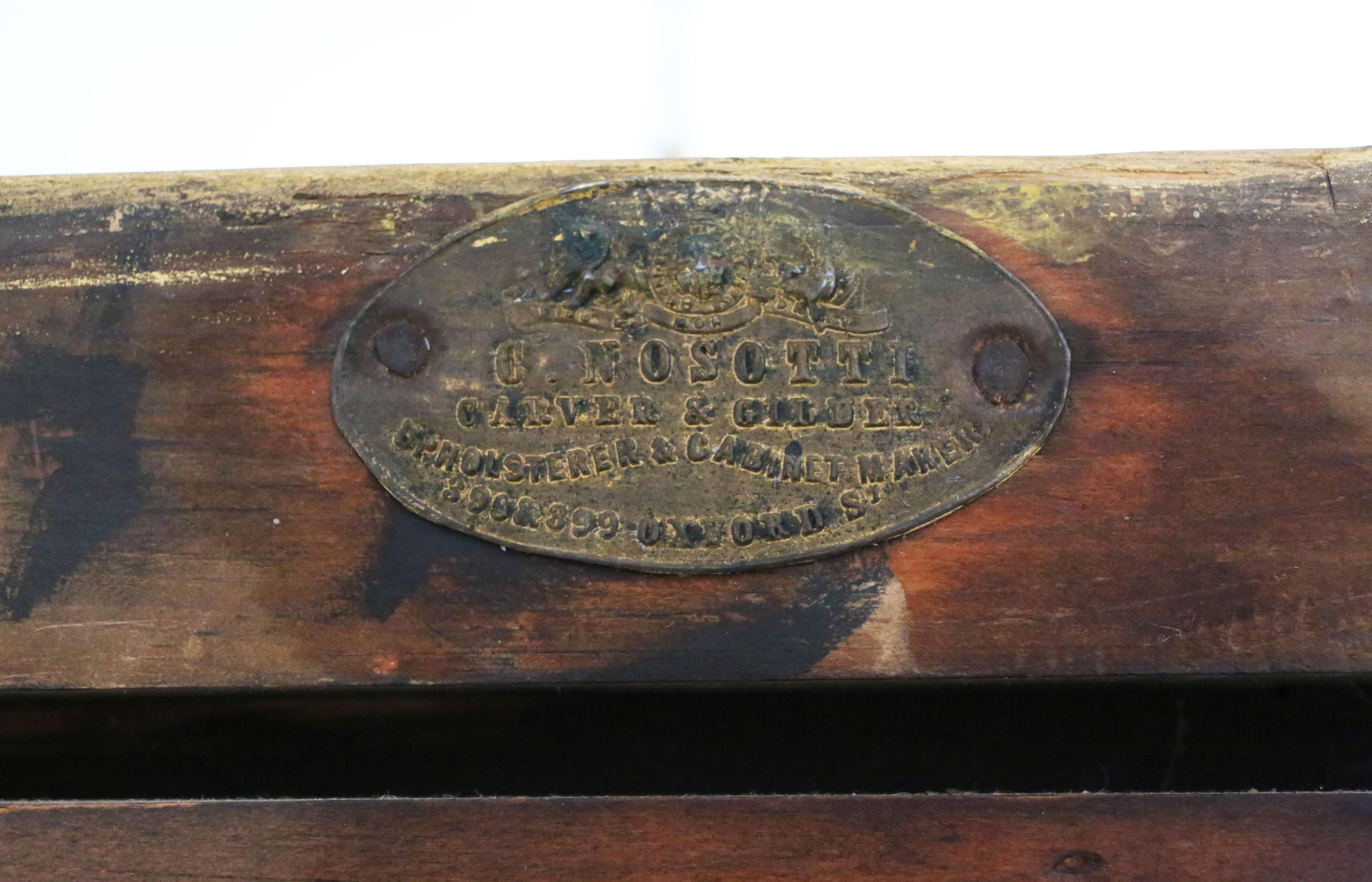 Gran espejo de pared antiguo de suelo dorado del siglo XIX Fabricante londinense Charles Nosotti en venta 7