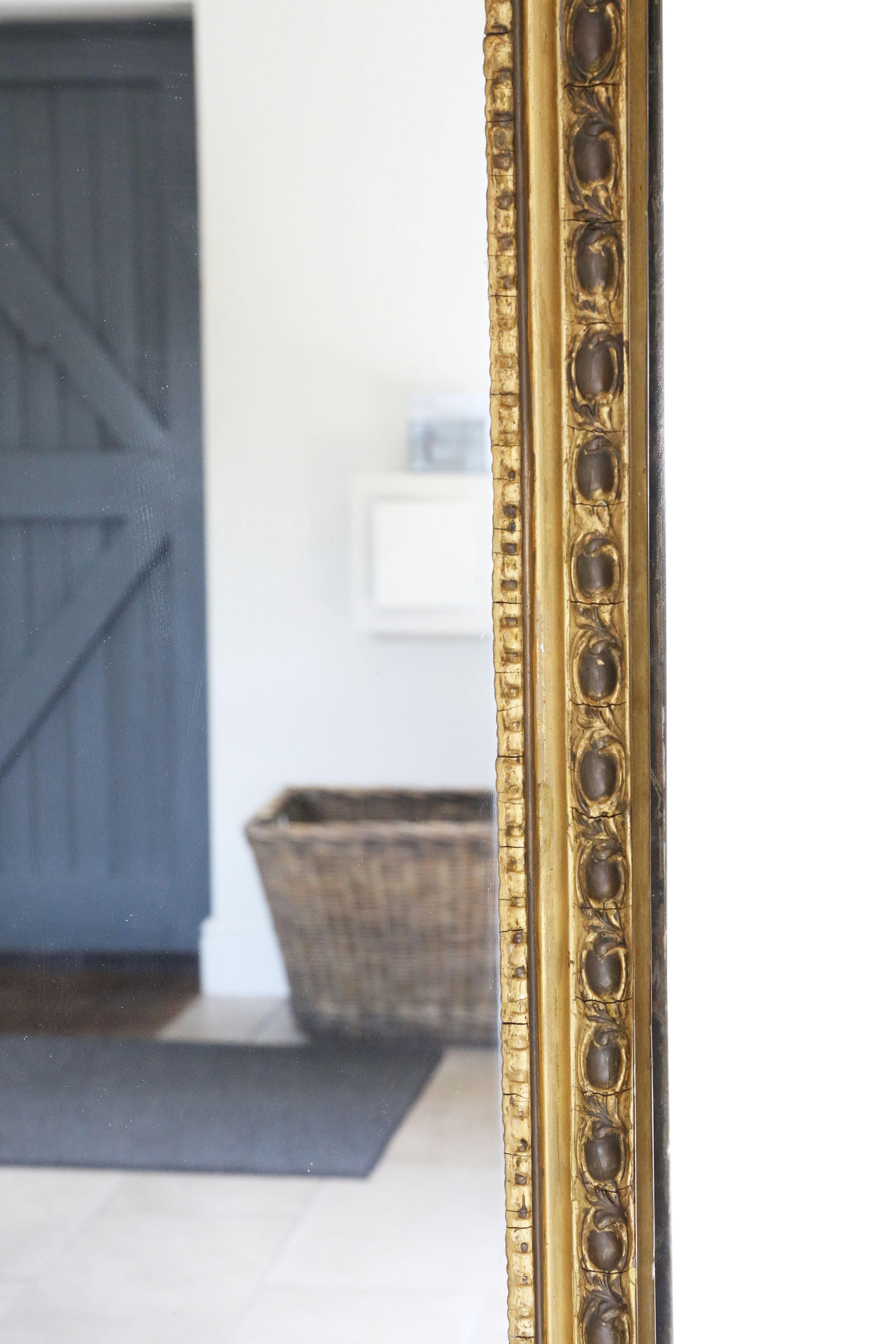 Gran espejo de pared antiguo de suelo dorado del siglo XIX Fabricante londinense Charles Nosotti en venta 3