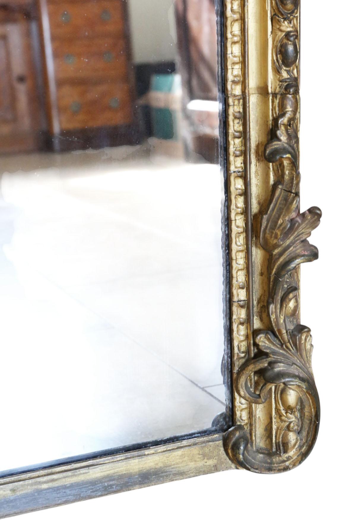 Gran espejo de pared antiguo de suelo dorado del siglo XIX Fabricante londinense Charles Nosotti en venta 4