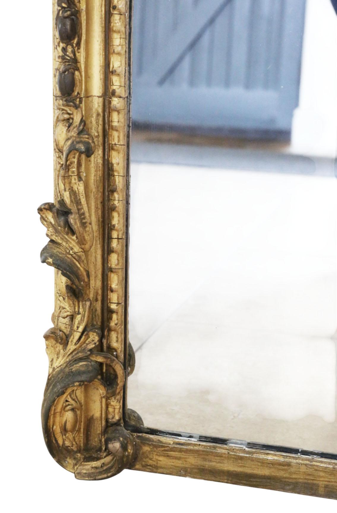 Gran espejo de pared antiguo de suelo dorado del siglo XIX Fabricante londinense Charles Nosotti en venta 5