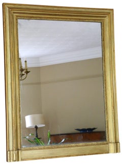 Large 19th Century Antique Gilt Overmantel Wall Mirror – Ornate Gold Vintage