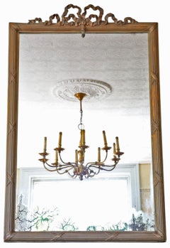 Large 19th Century Antique Gilt Overmantle Wall Mirror – Dark Gold Ornate Frame