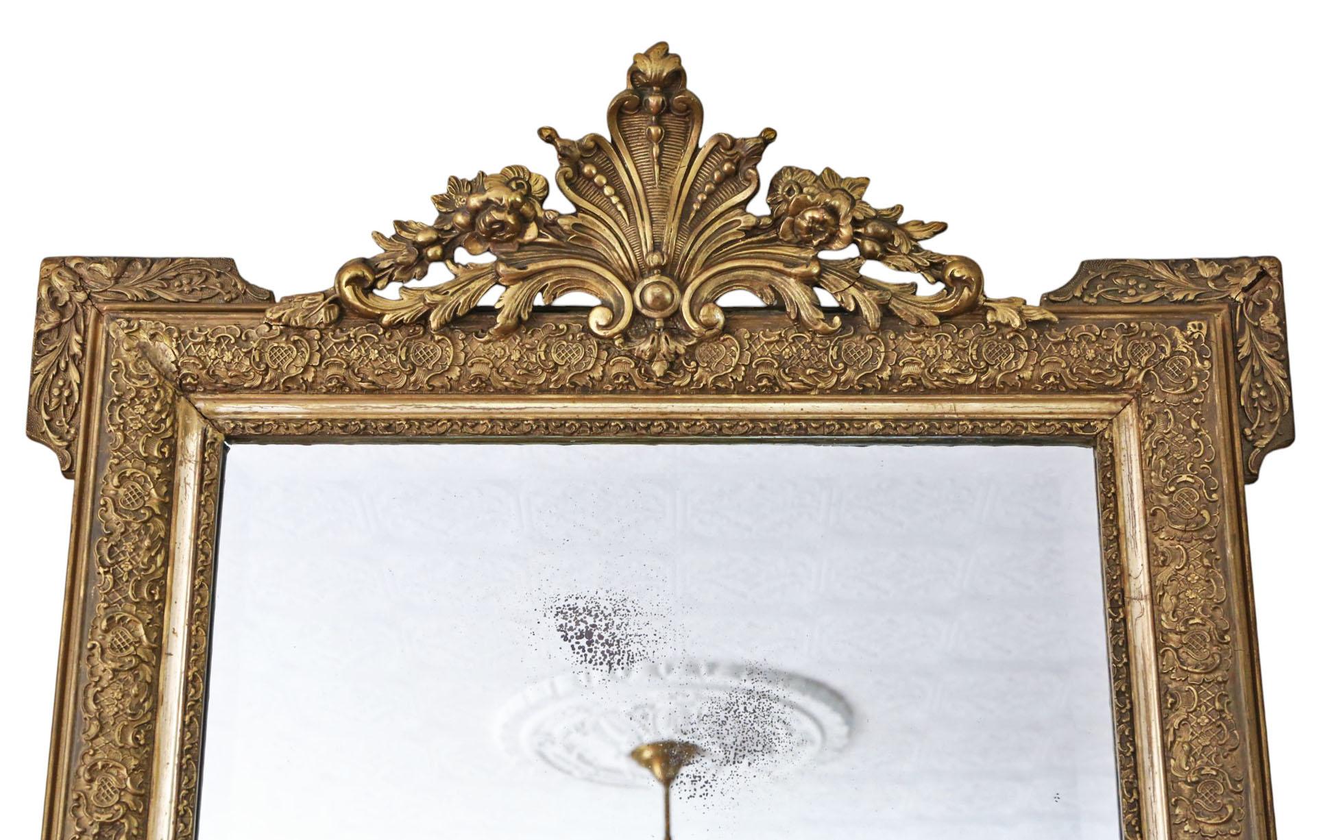 Grande specchio da parete dorato d'epoca del XIX secolo - Dichiarazione d'epoca in oro in vendita 7