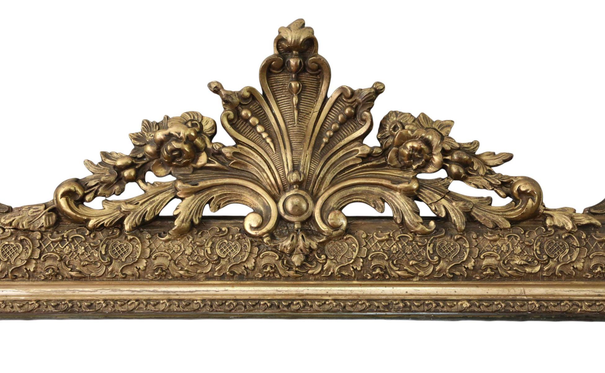 Grande specchio da parete dorato d'epoca del XIX secolo - Dichiarazione d'epoca in oro in vendita 1